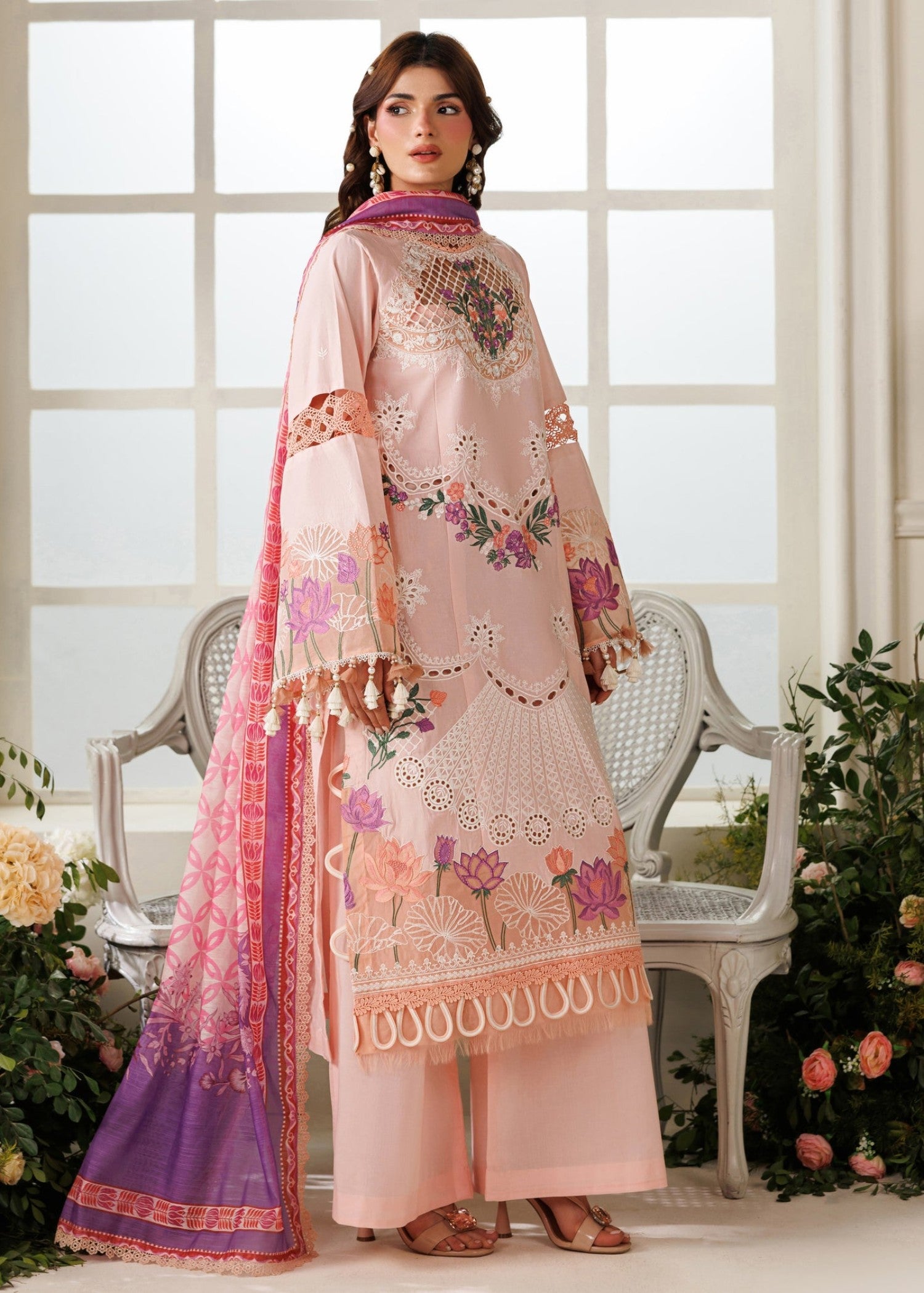 lawn Unstitched in Cherry blossom pink