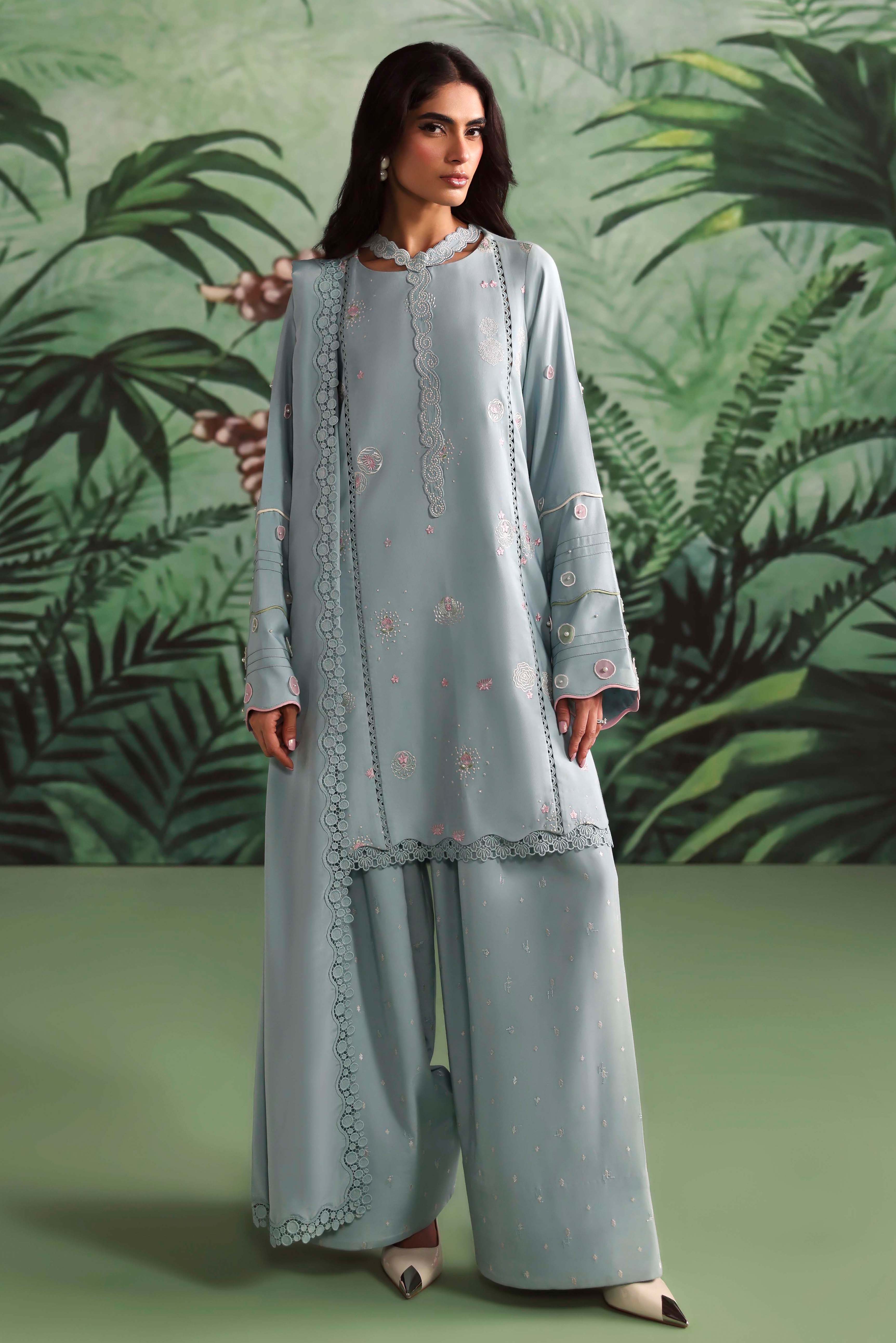 silk Kurta Set in Baby blue