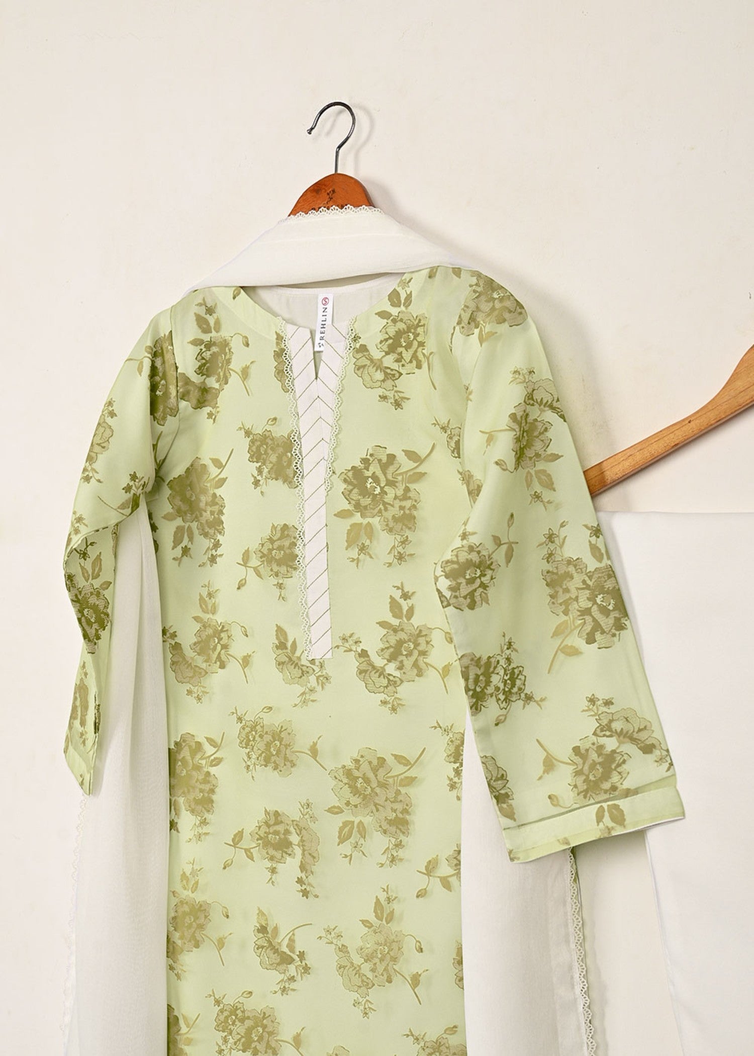 organza Kurta Set in Forest green, olive green