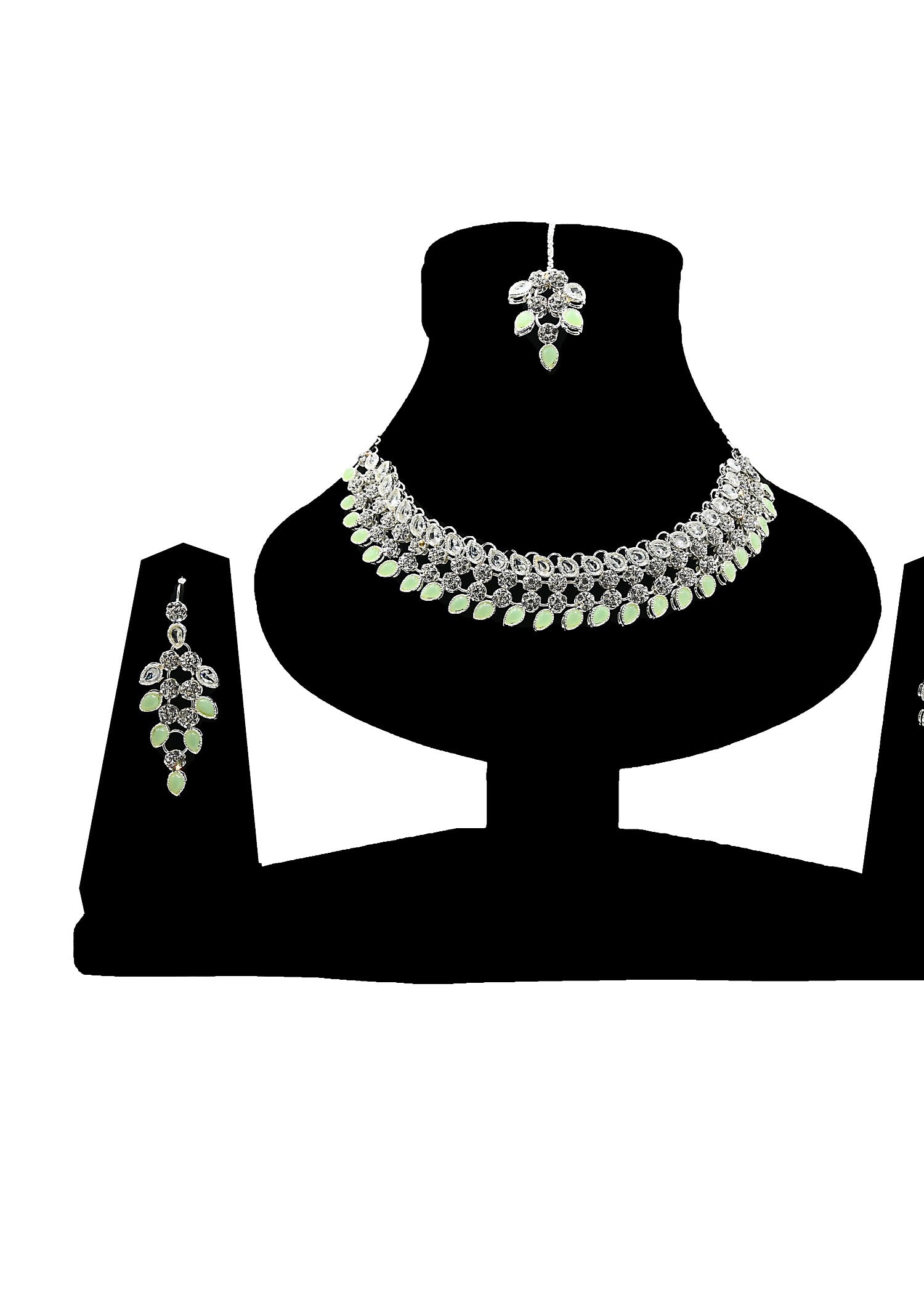Jewelry Set in Silver, mint green Color by - Trendy Women Jewelry Set DBX7634