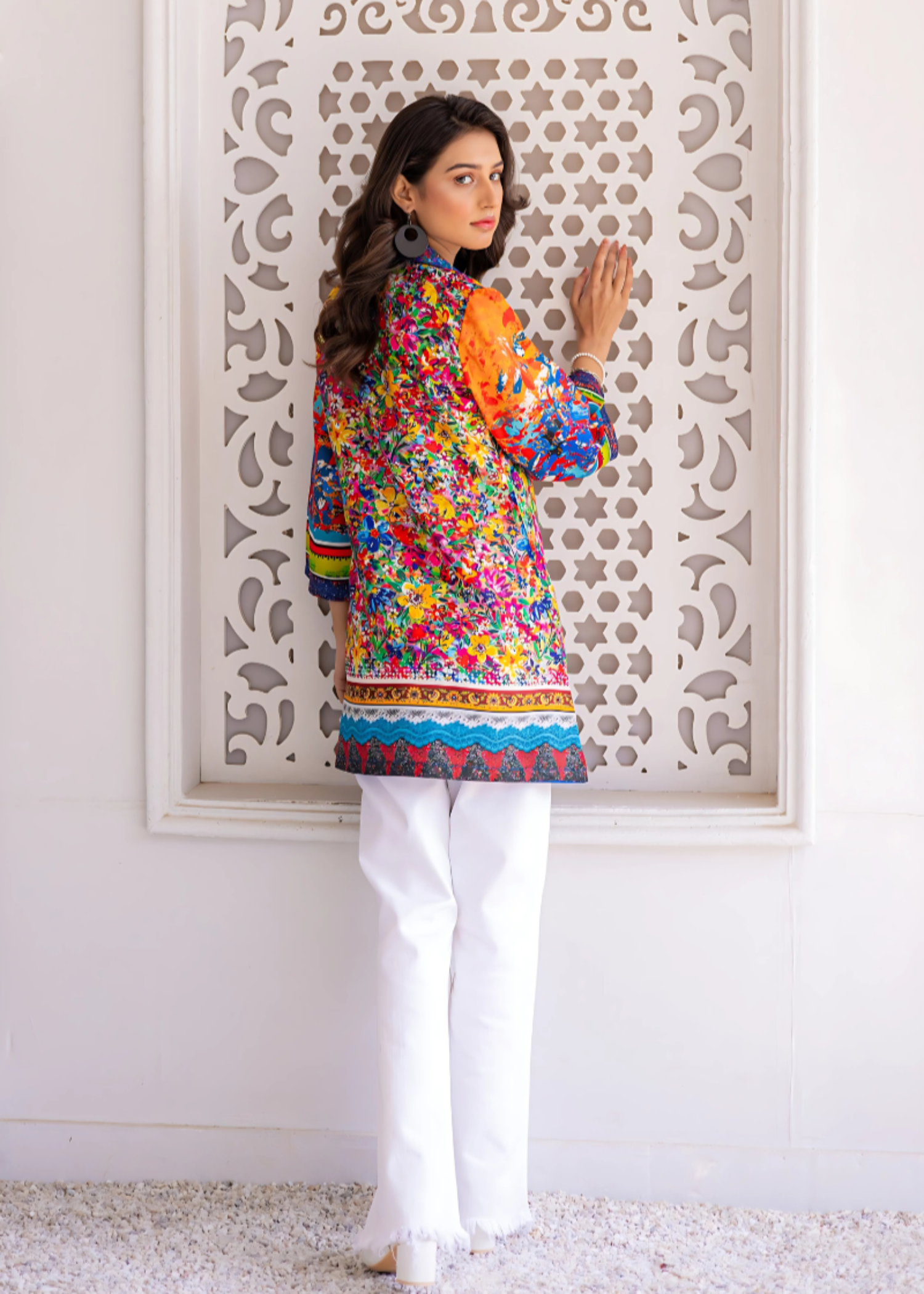 herringbone Kurti in Peach orange