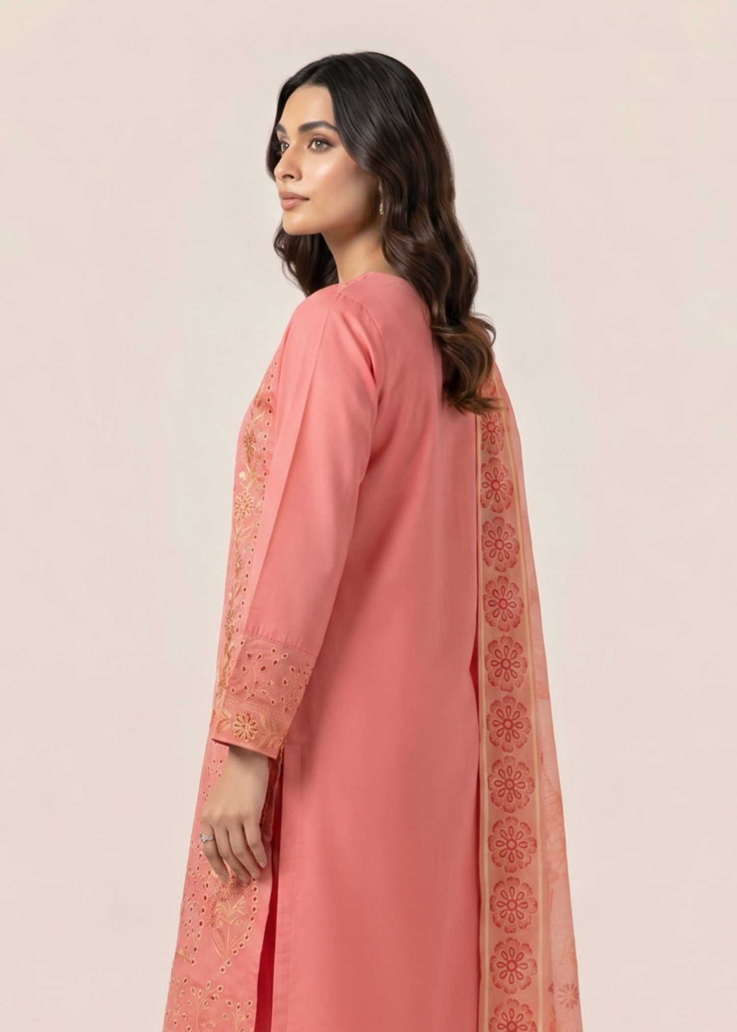 cotton dobby Kurta Set in Pink sherbert