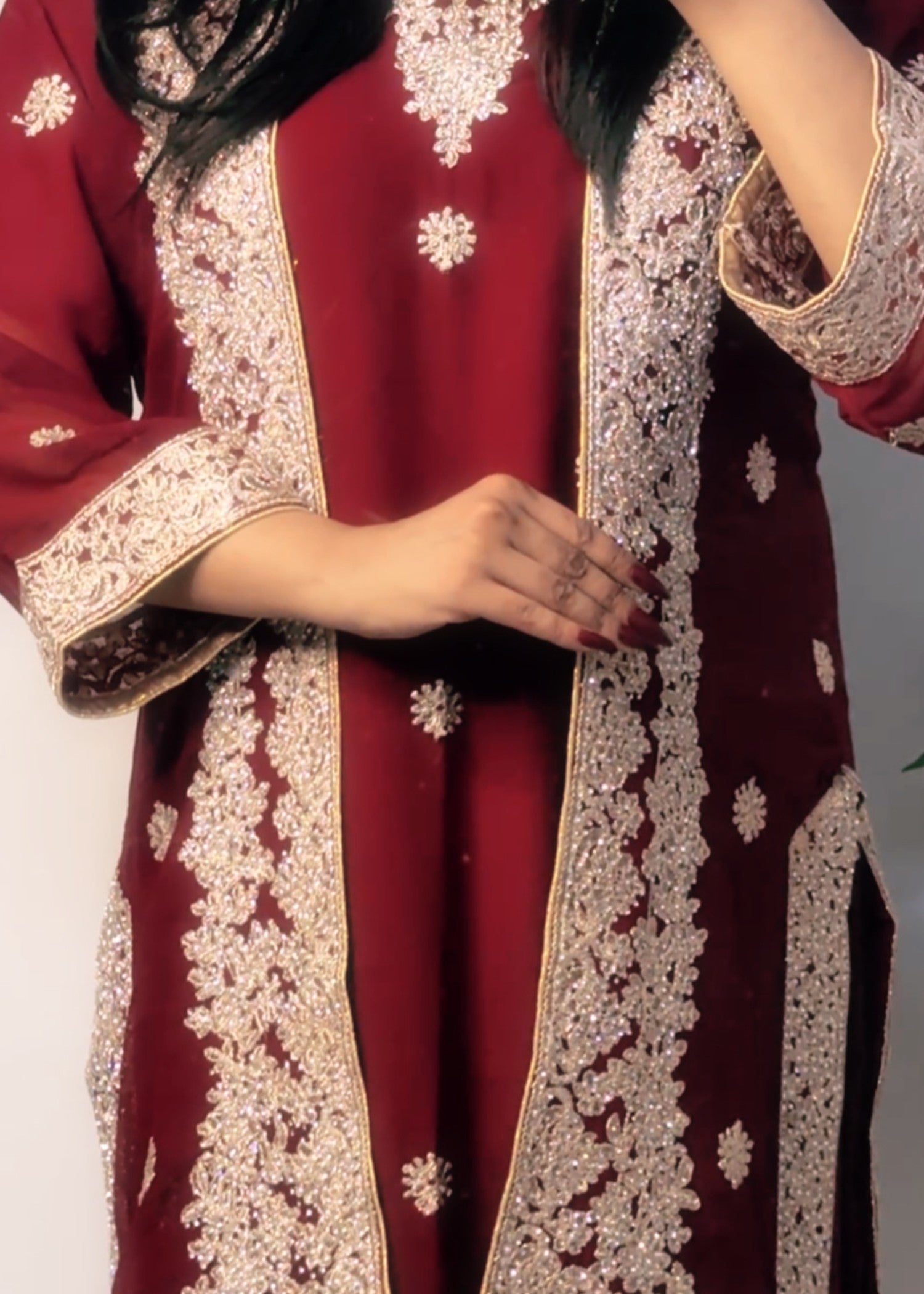 chiffon Gown in Blood red