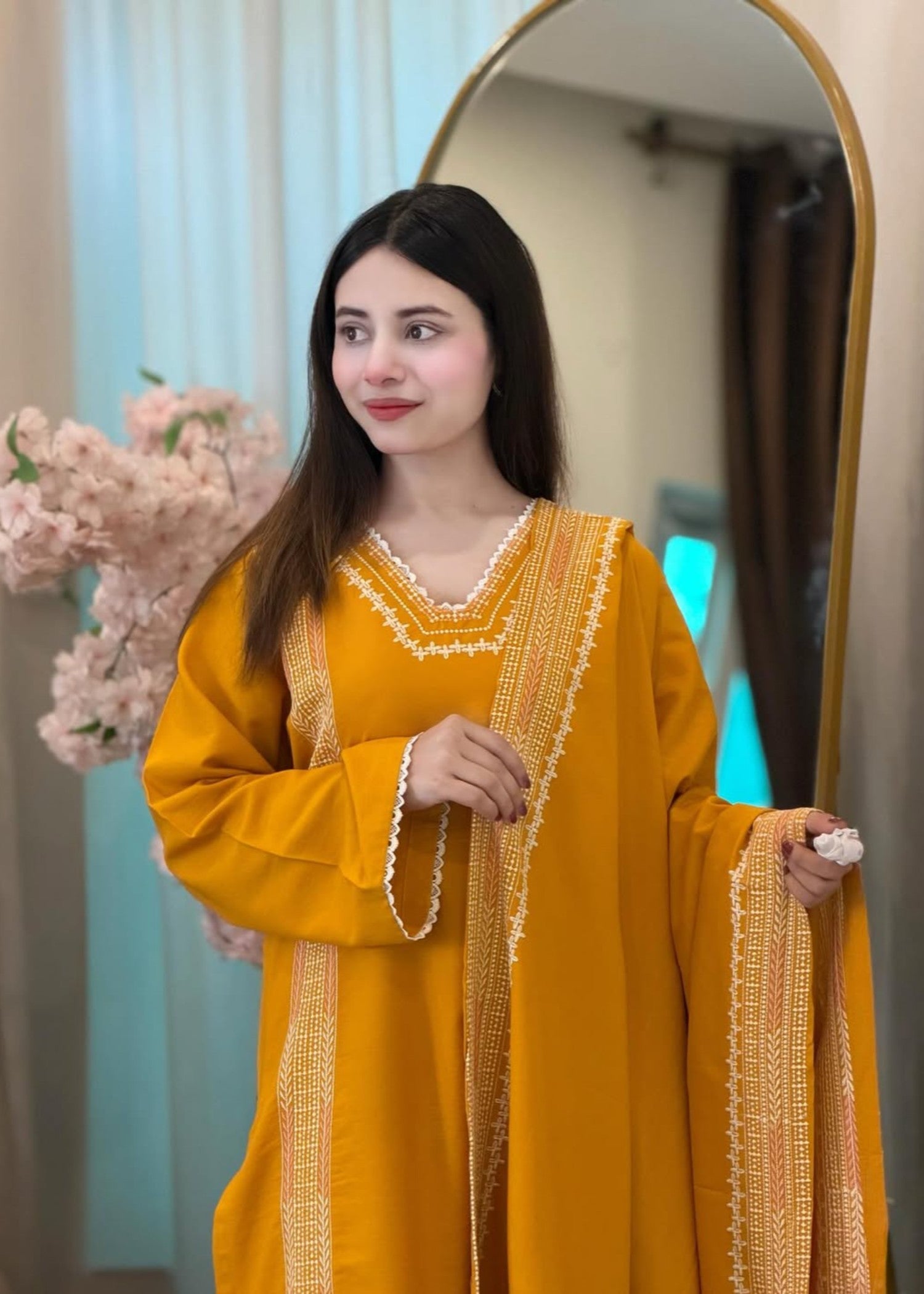 linen Kurta Set in Sunflower