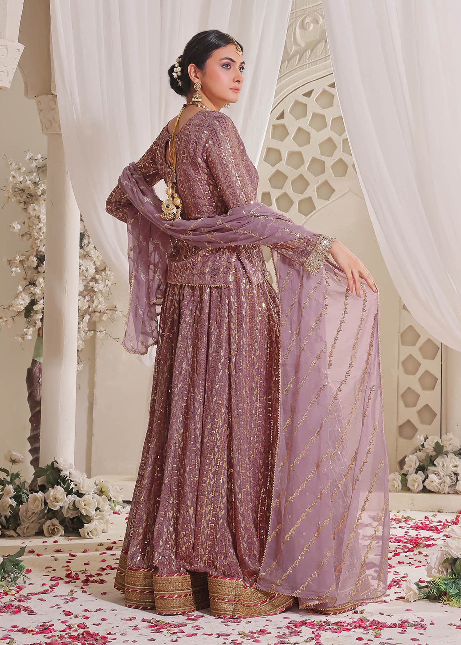 chiffon Lehenga in Lilac