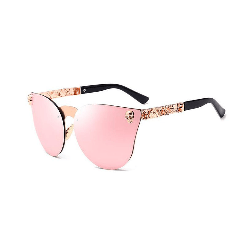 Gothic PC Men'S Skull Head Decorated Sunglasses, Exquisite Metal Pattern Feet Sunglasses, Women