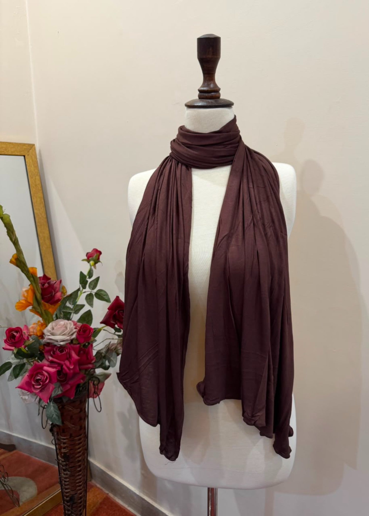 jersey knit Hijab in Dark brown