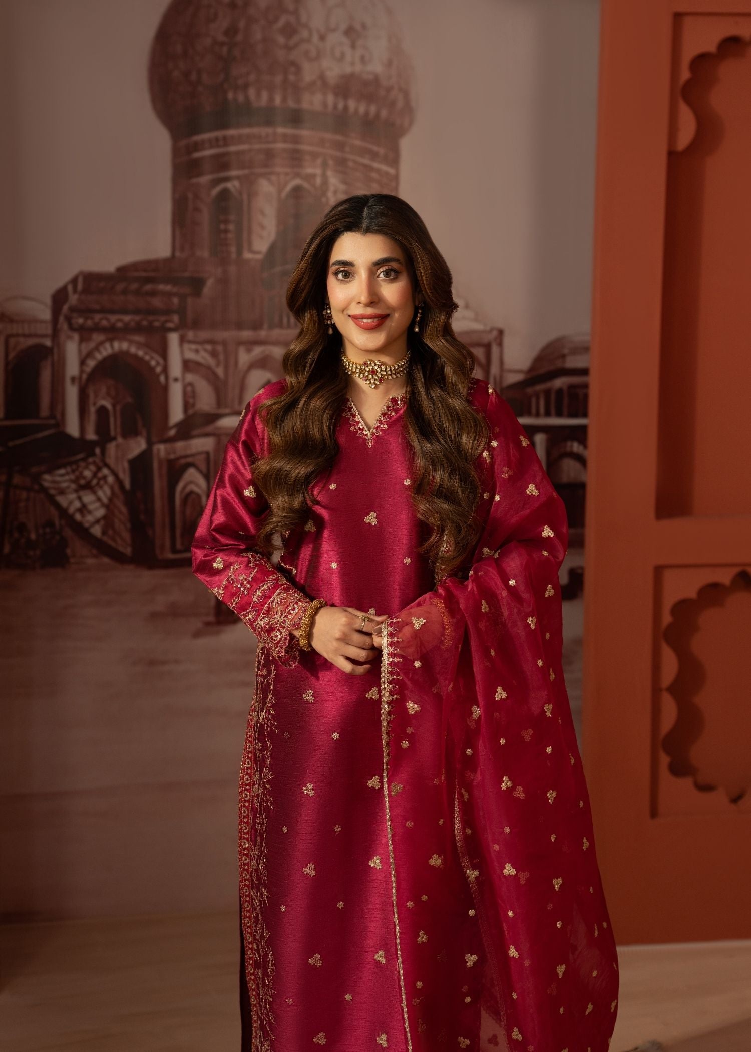 raw silk Kurta Set in Baby pink