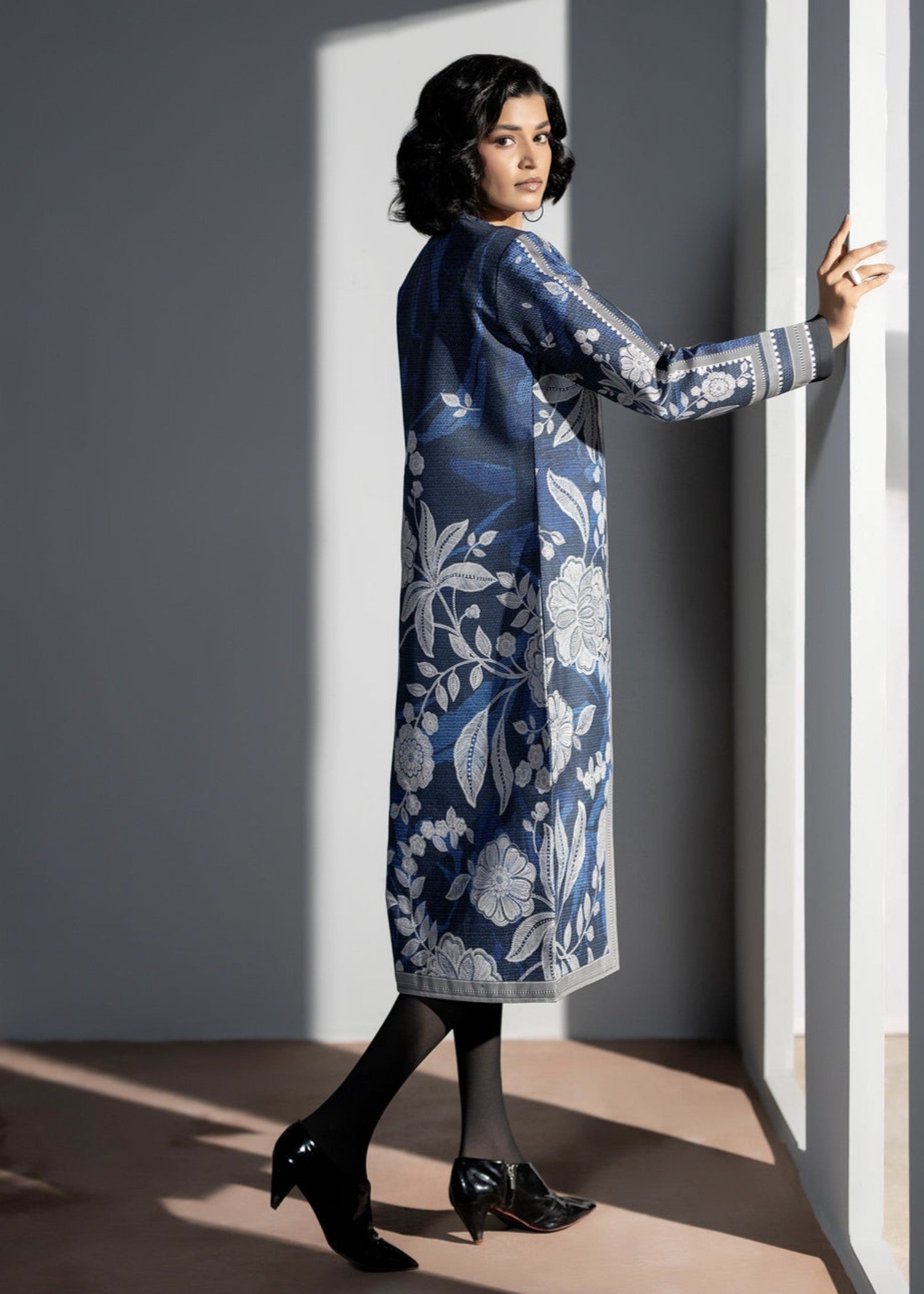 blended cambric Coat in Cobalt blue