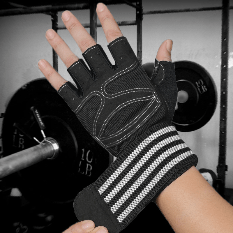 Ribbon Compression Wristband Sports Non-Slip Half-Finger Gloves