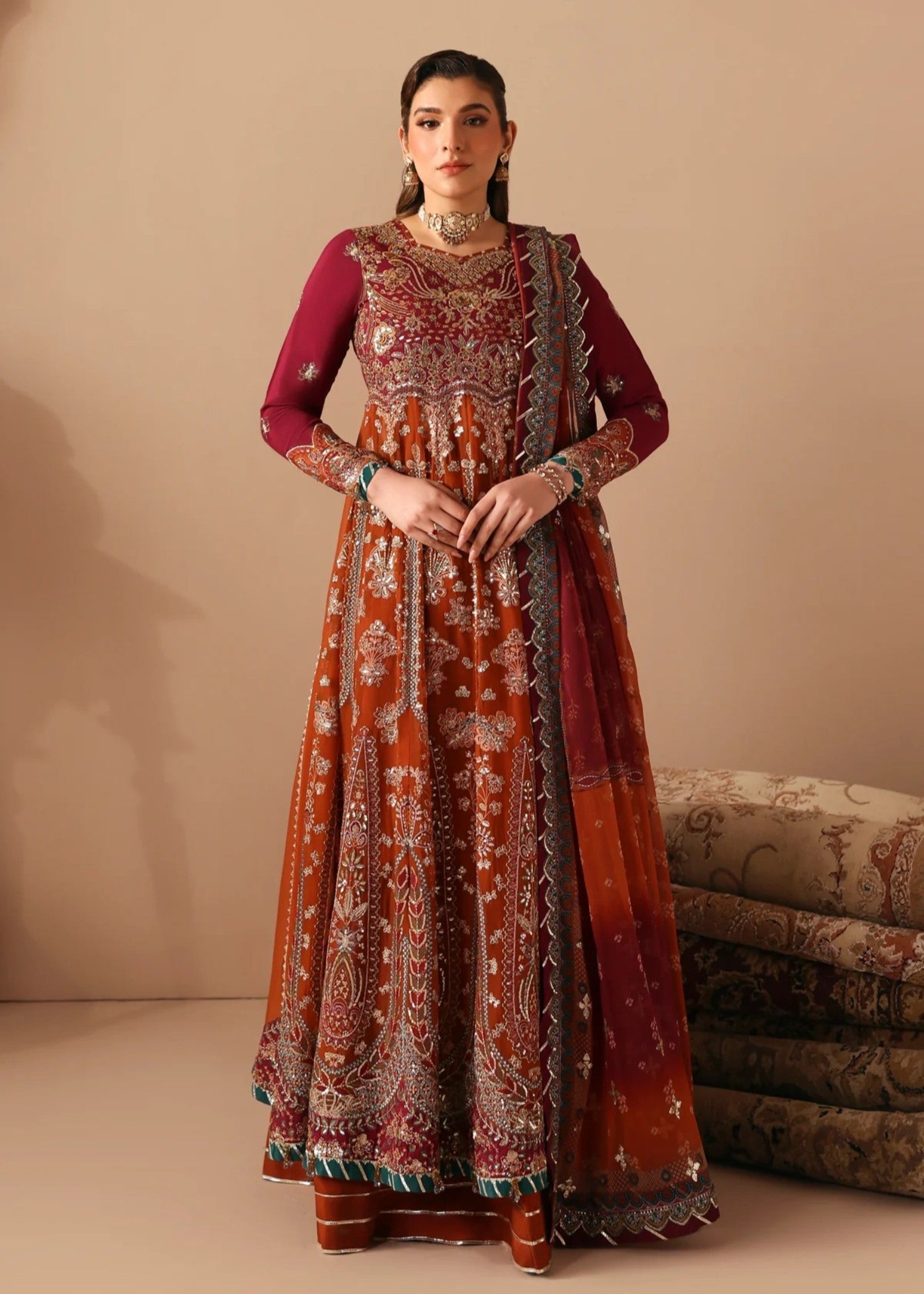 raw silk Maxi in Multi
