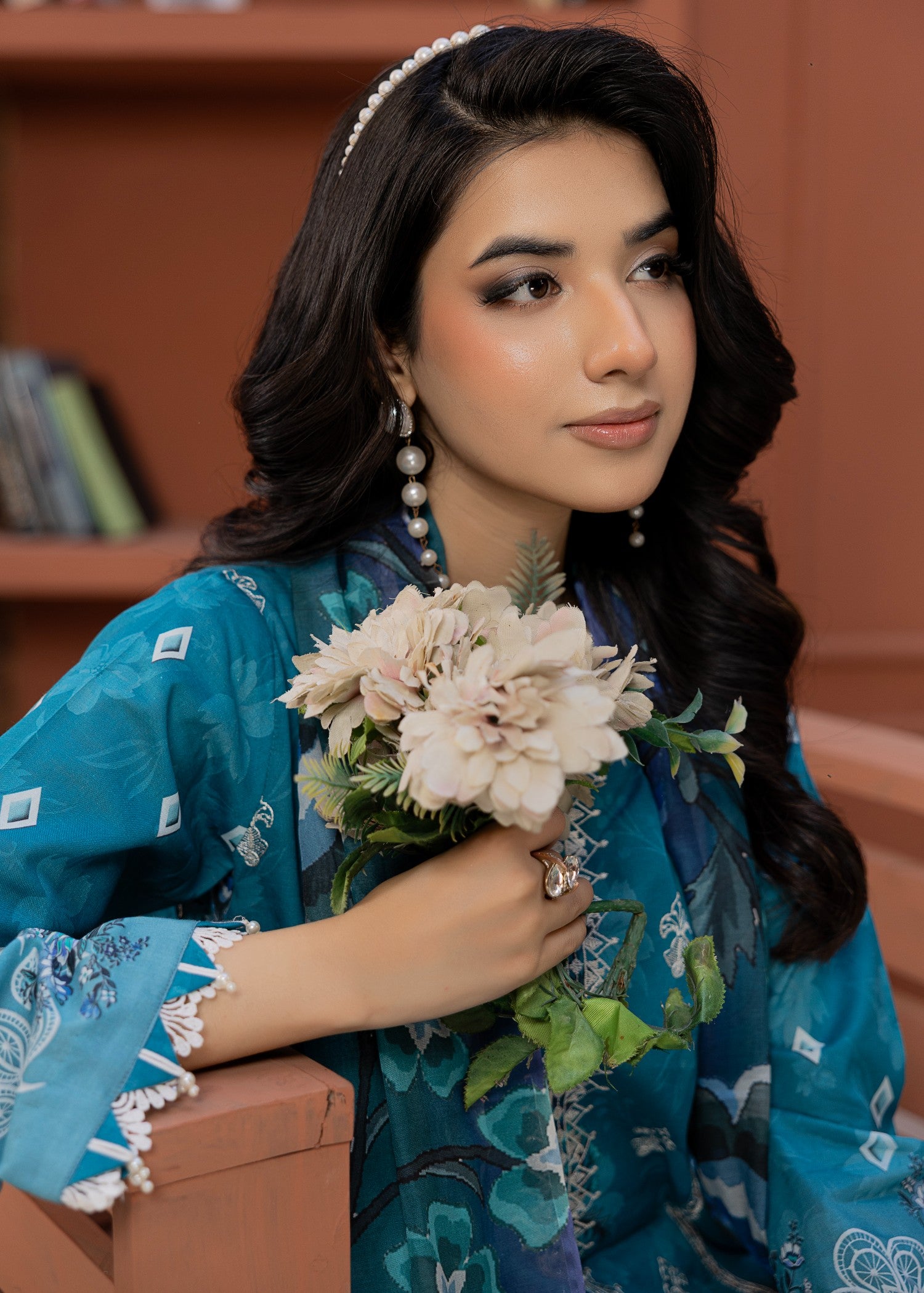 lawn Kurta Set in Yale blue