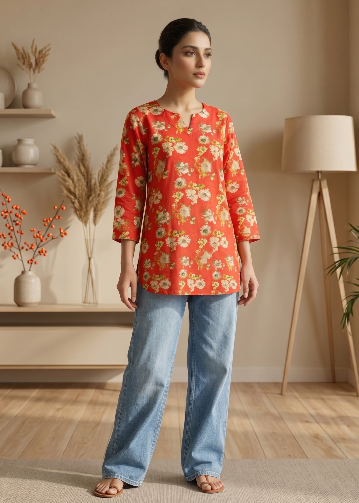 lawn cotton Kurti in Persian red