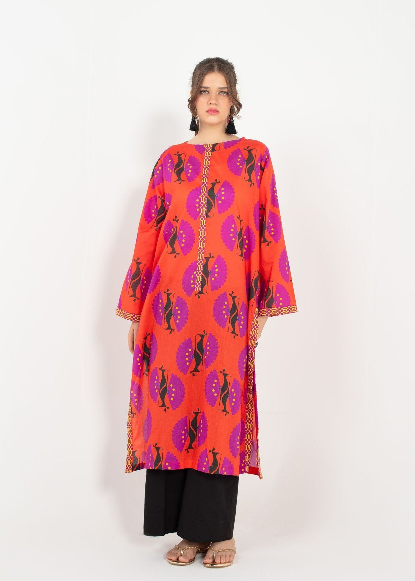 cambric Kurti in Orange