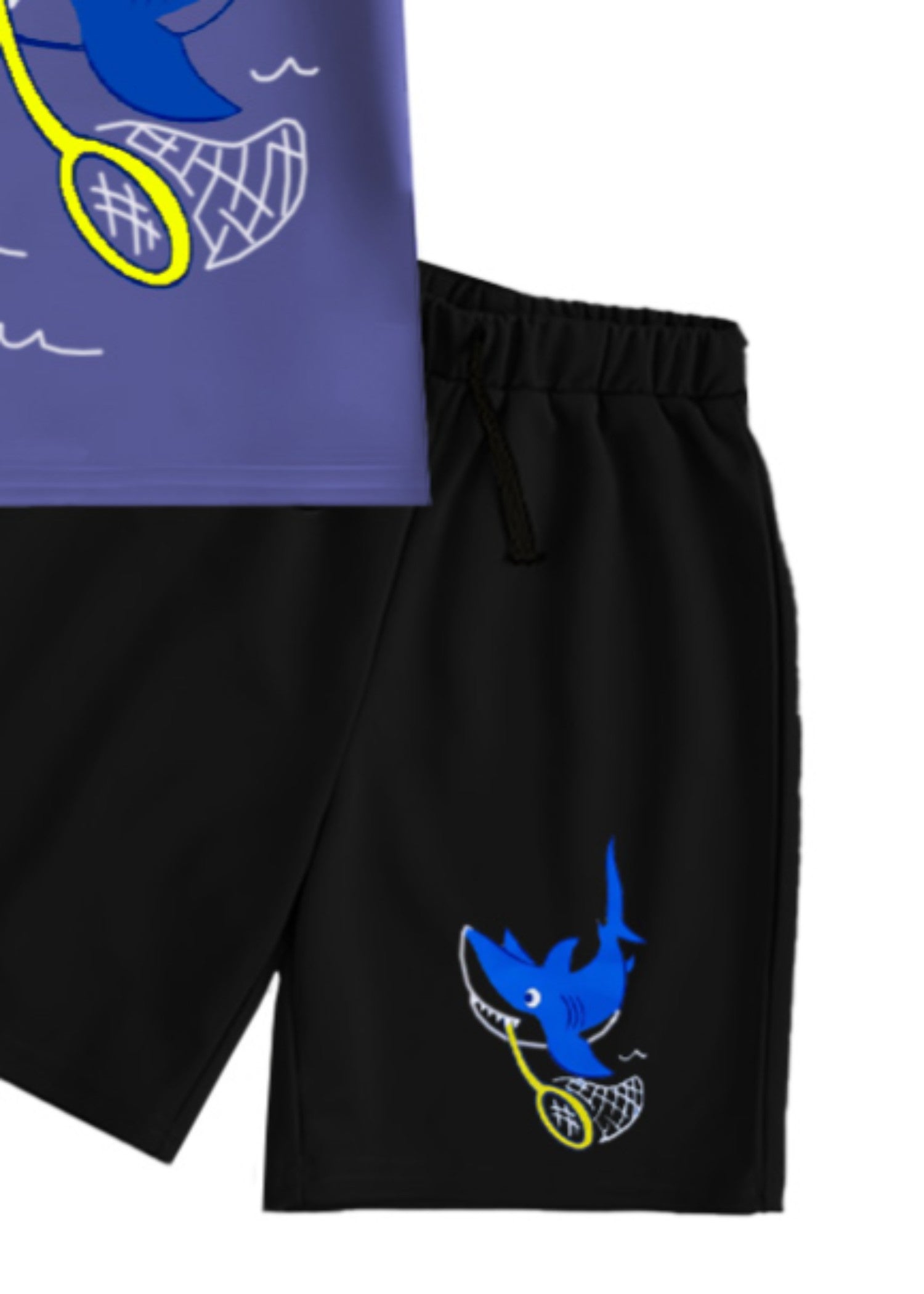 cotton jersey T Shirt in Royal blue, black