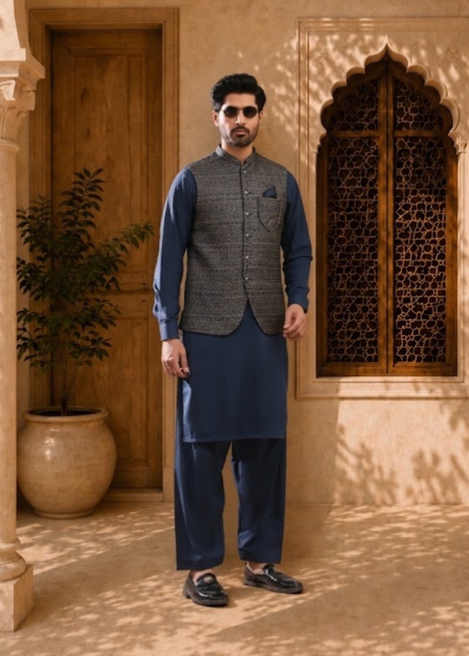 suiting Waistcoat in Slate blue