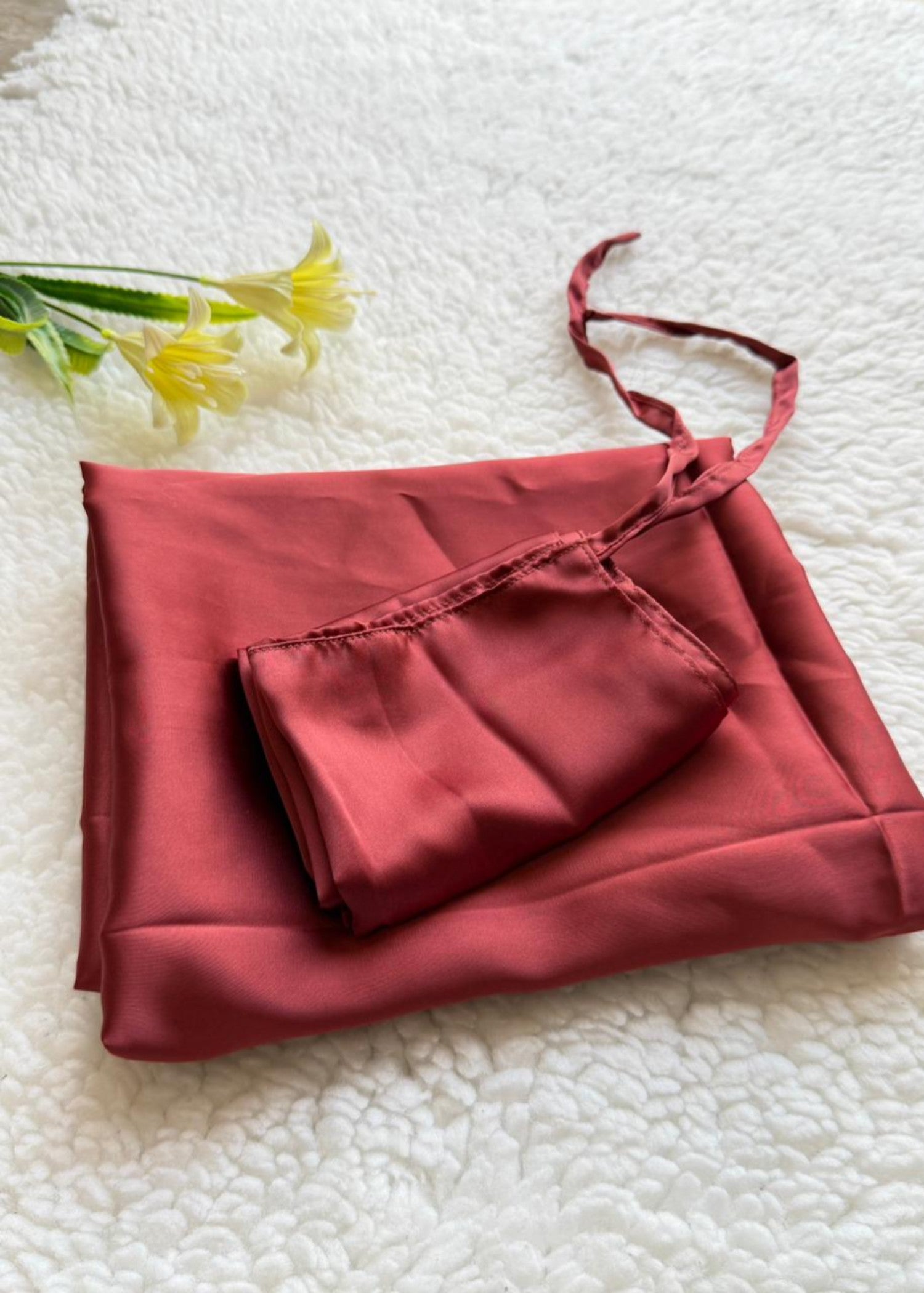 satin silk Veil in Brick red