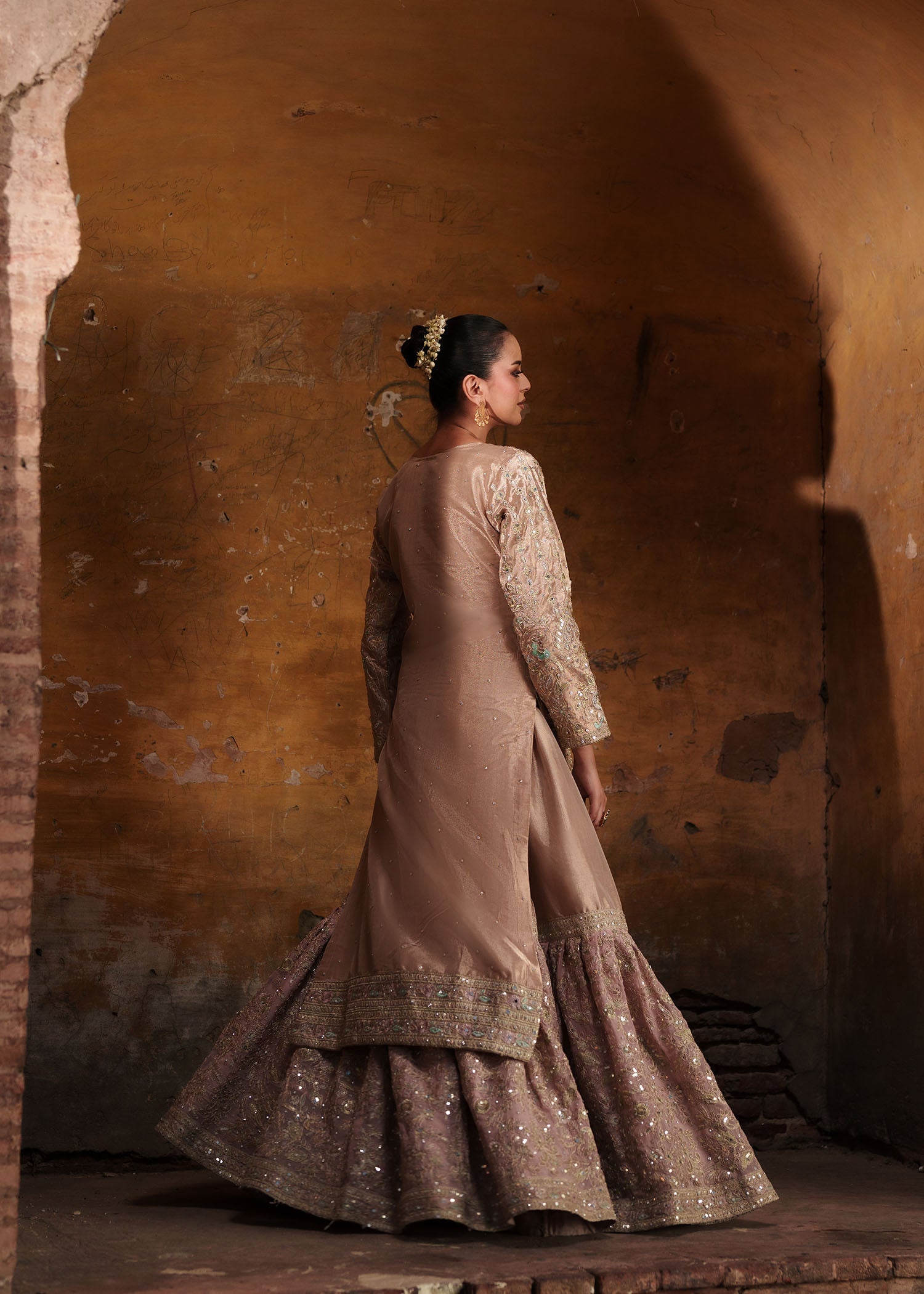viscose Gharara in Blush pink