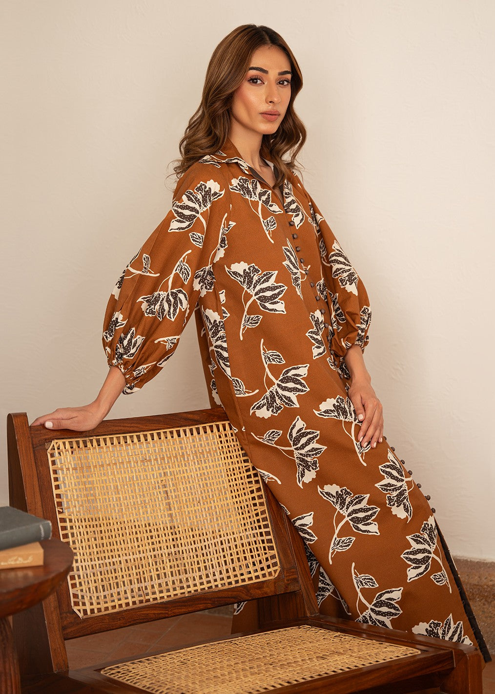 khaddar Unstitched in Brown
