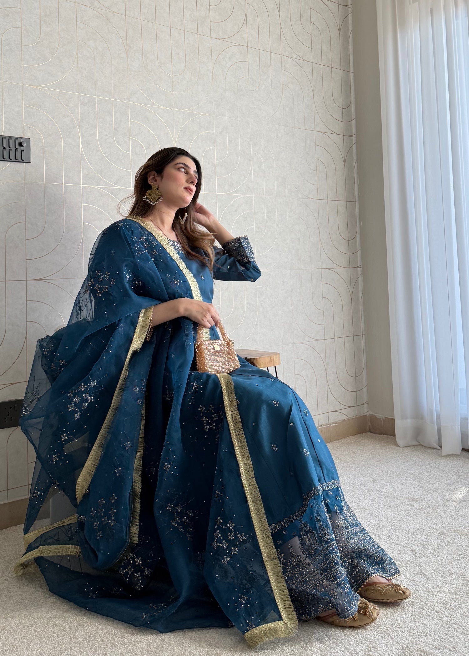 kattan silk Maxi in Teal