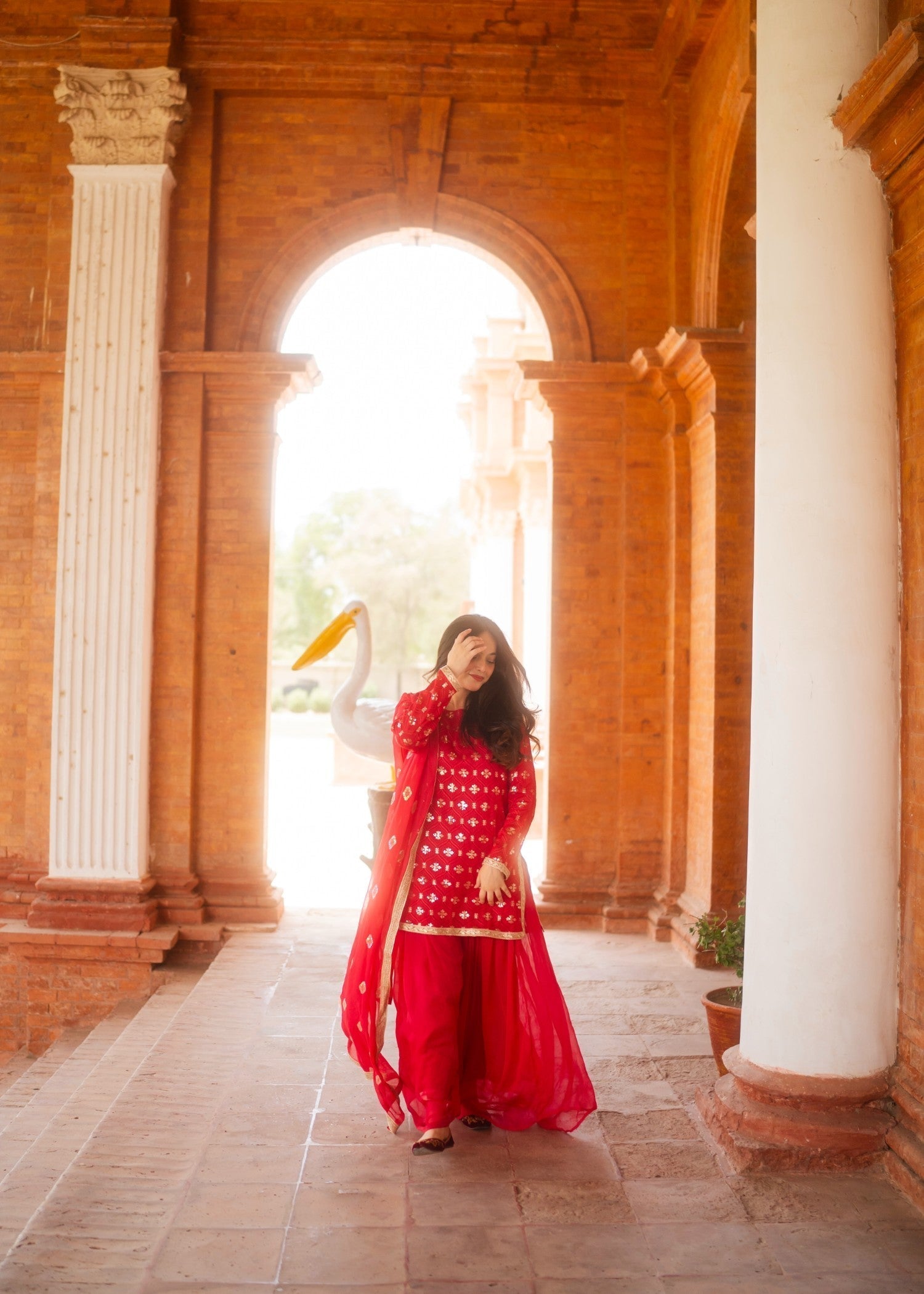 bemberg crinkle chiffon Sharara in Raspberry pink