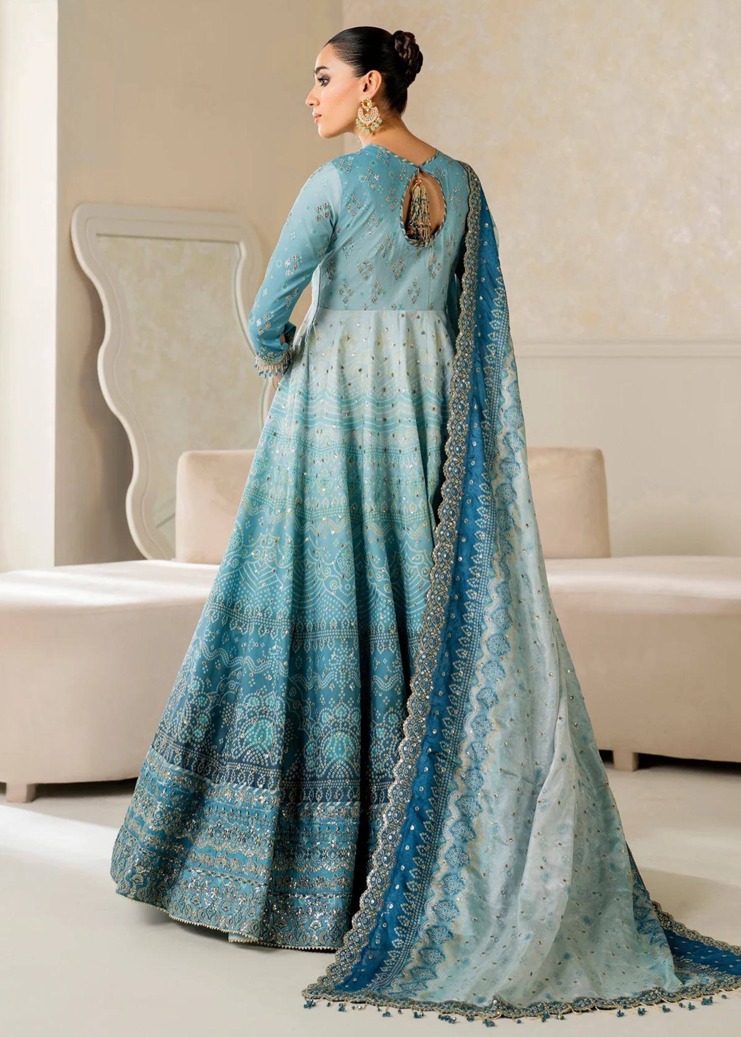 raw silk Unstitched in Ice blue
