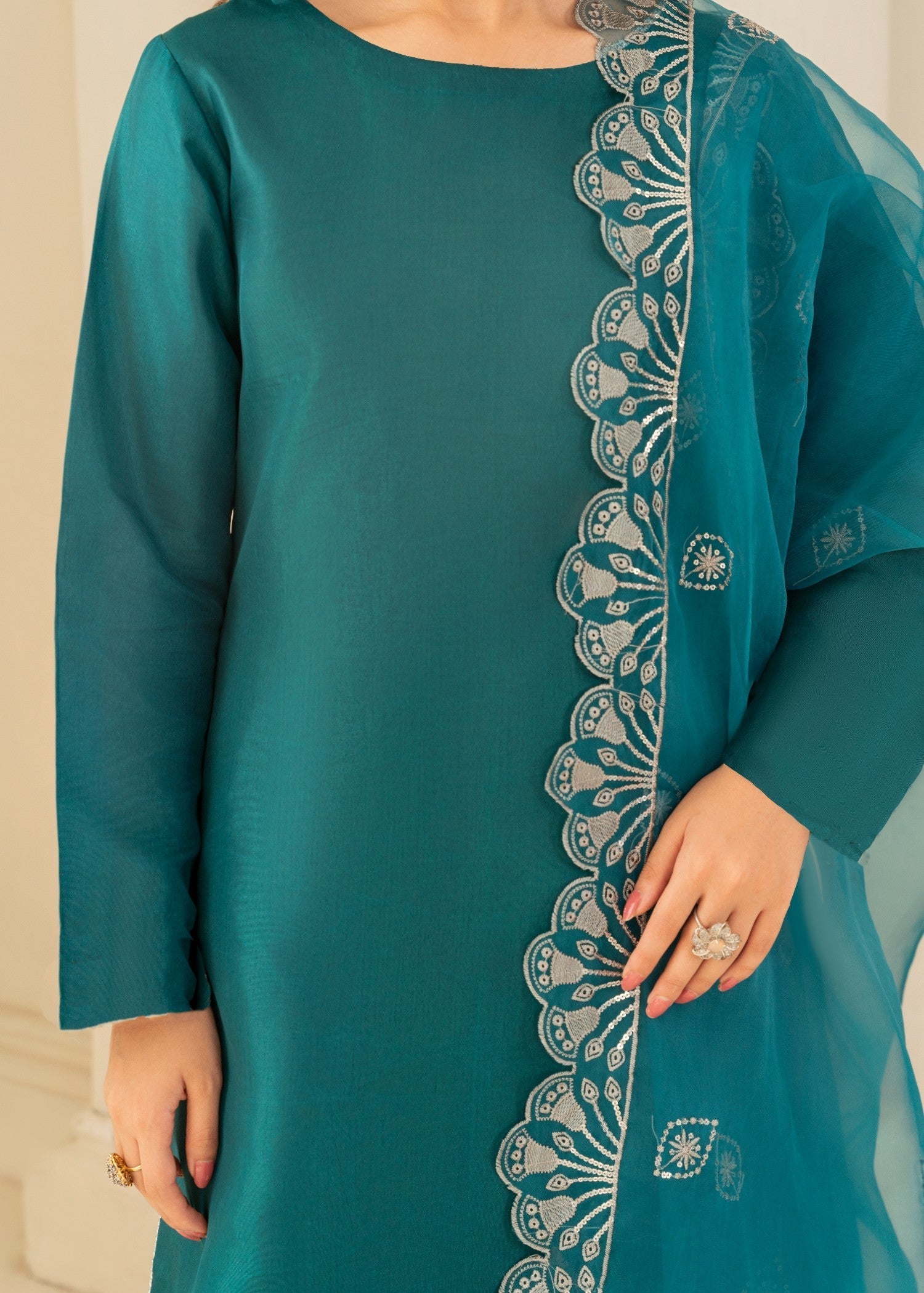 kattan silk Kurta Set in Pine green