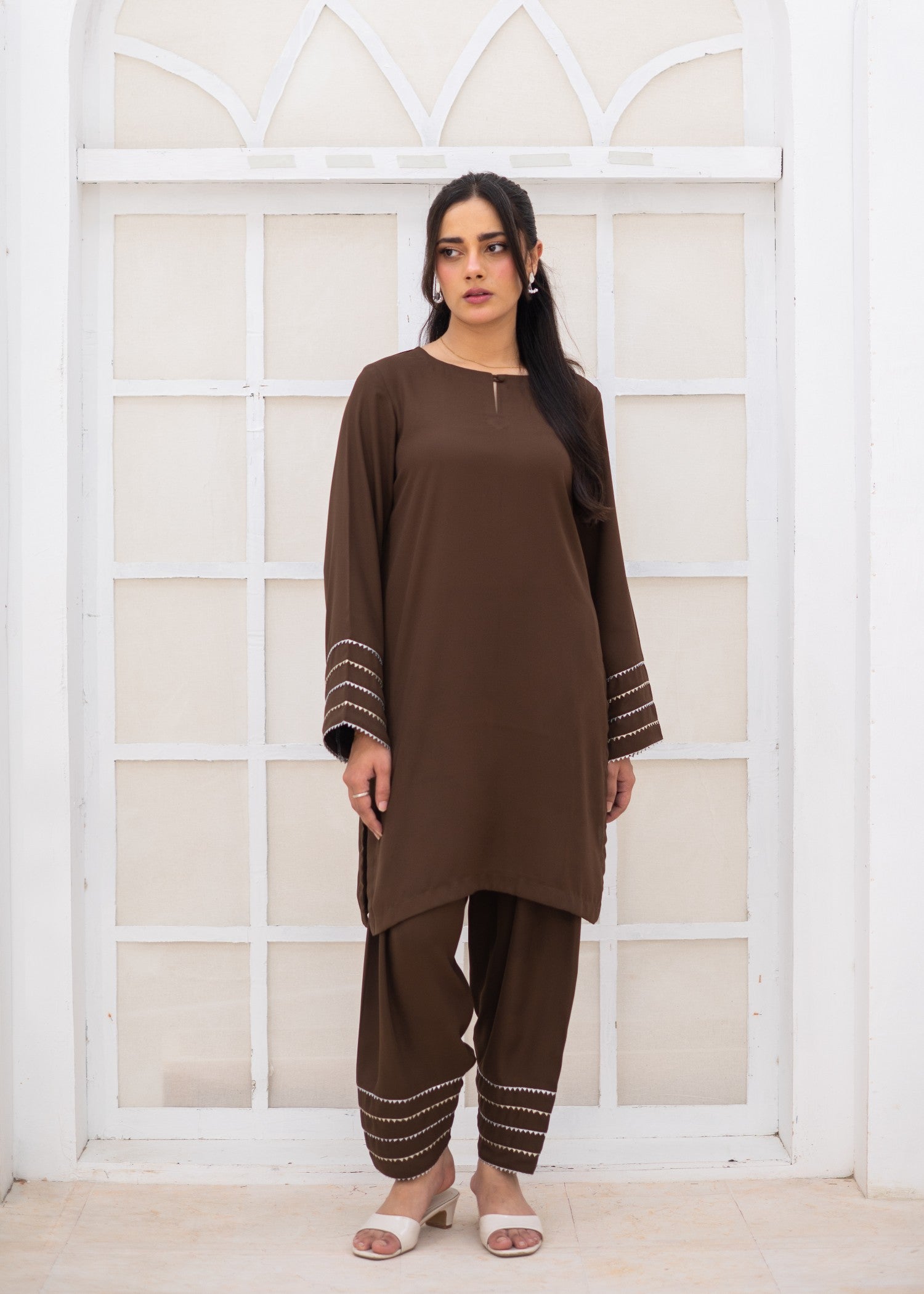 georgette Co Ord Sets in Coffee brown