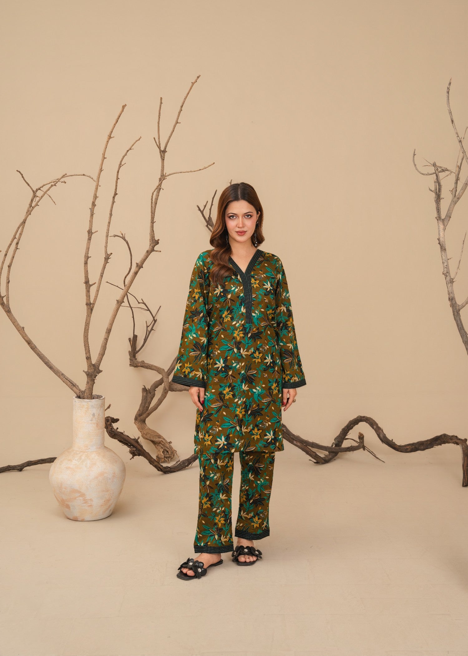 lawn Co Ord Sets in Olive green