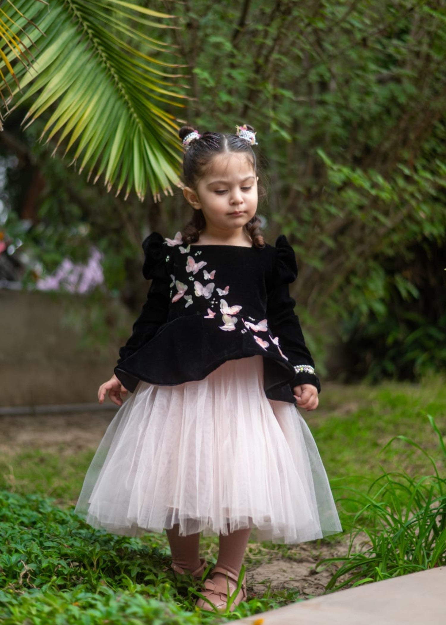 chinese micro velvet 9000 Frock in Black