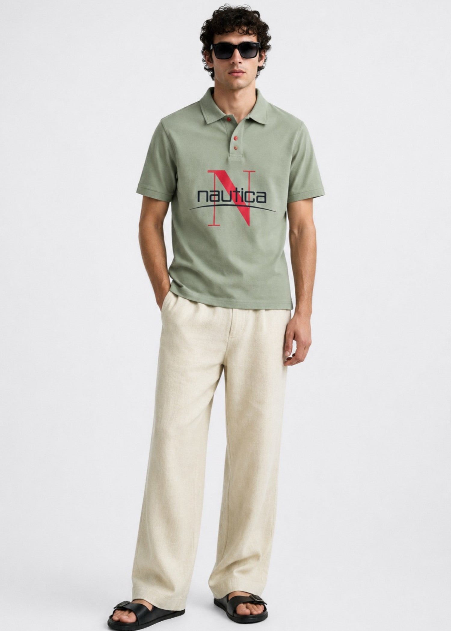 cotton jersey Polo Shirt in Moss green