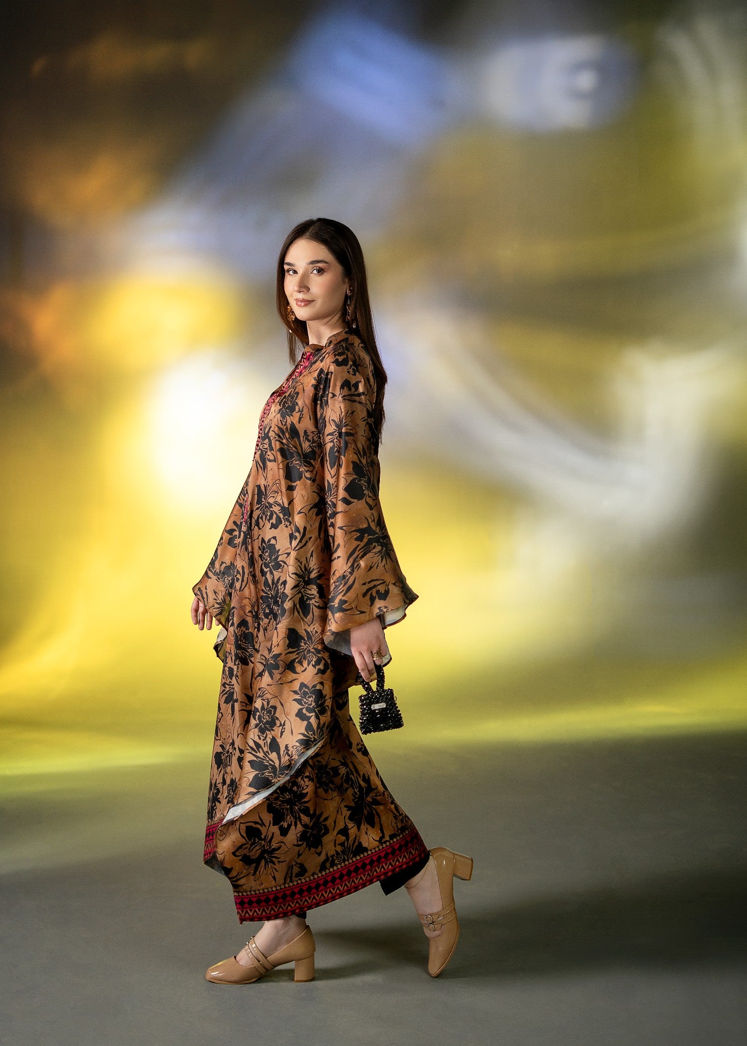 pk charmuse silk Kaftan in Cinnamon brown