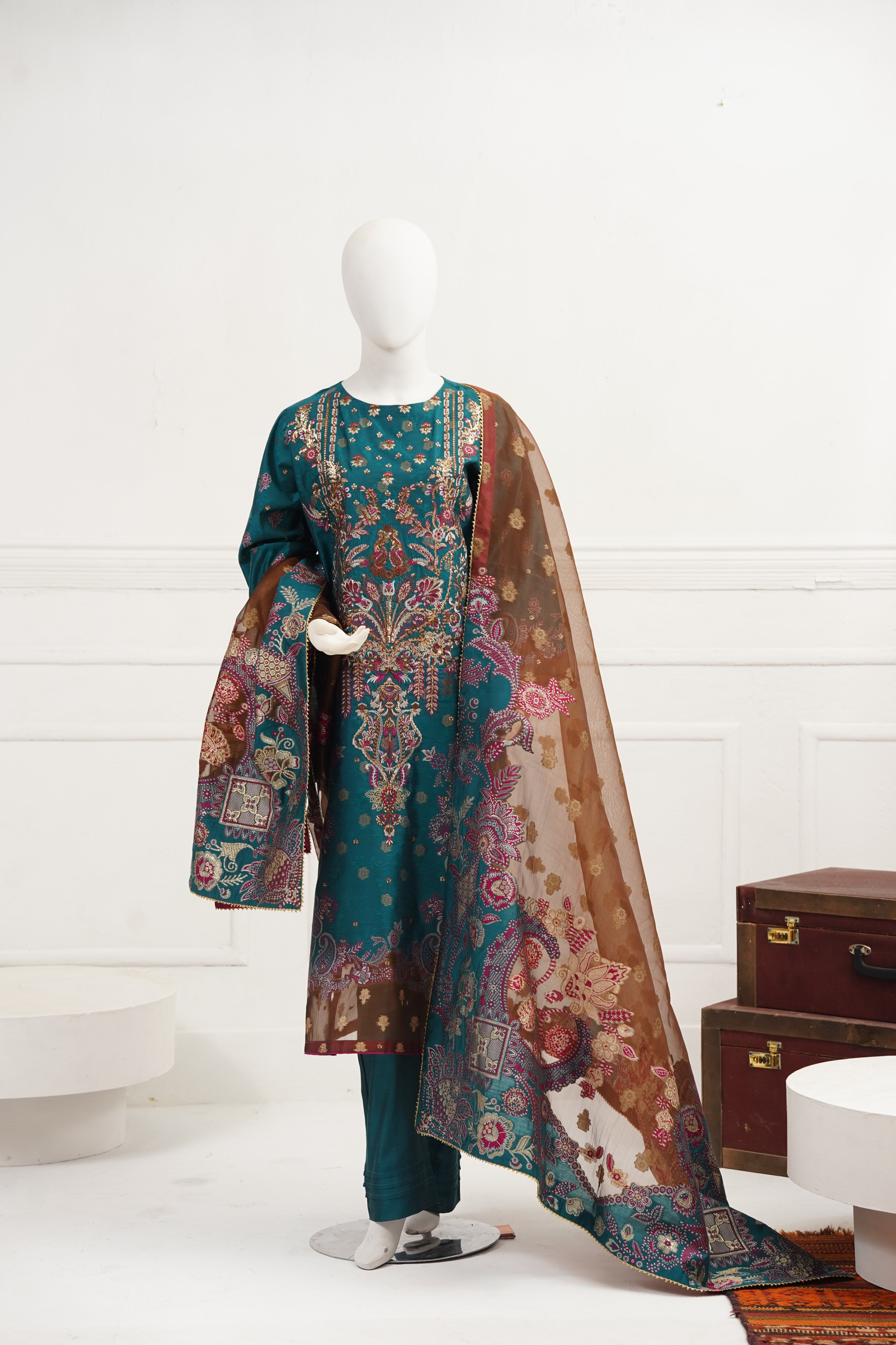 viscose Kurta Set in Pine green