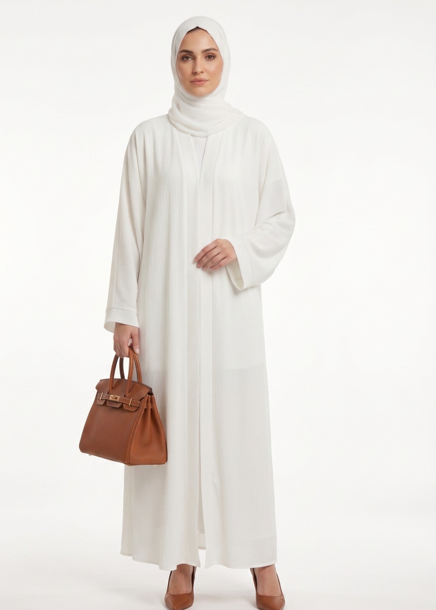 crinkle Abaya in Off-white