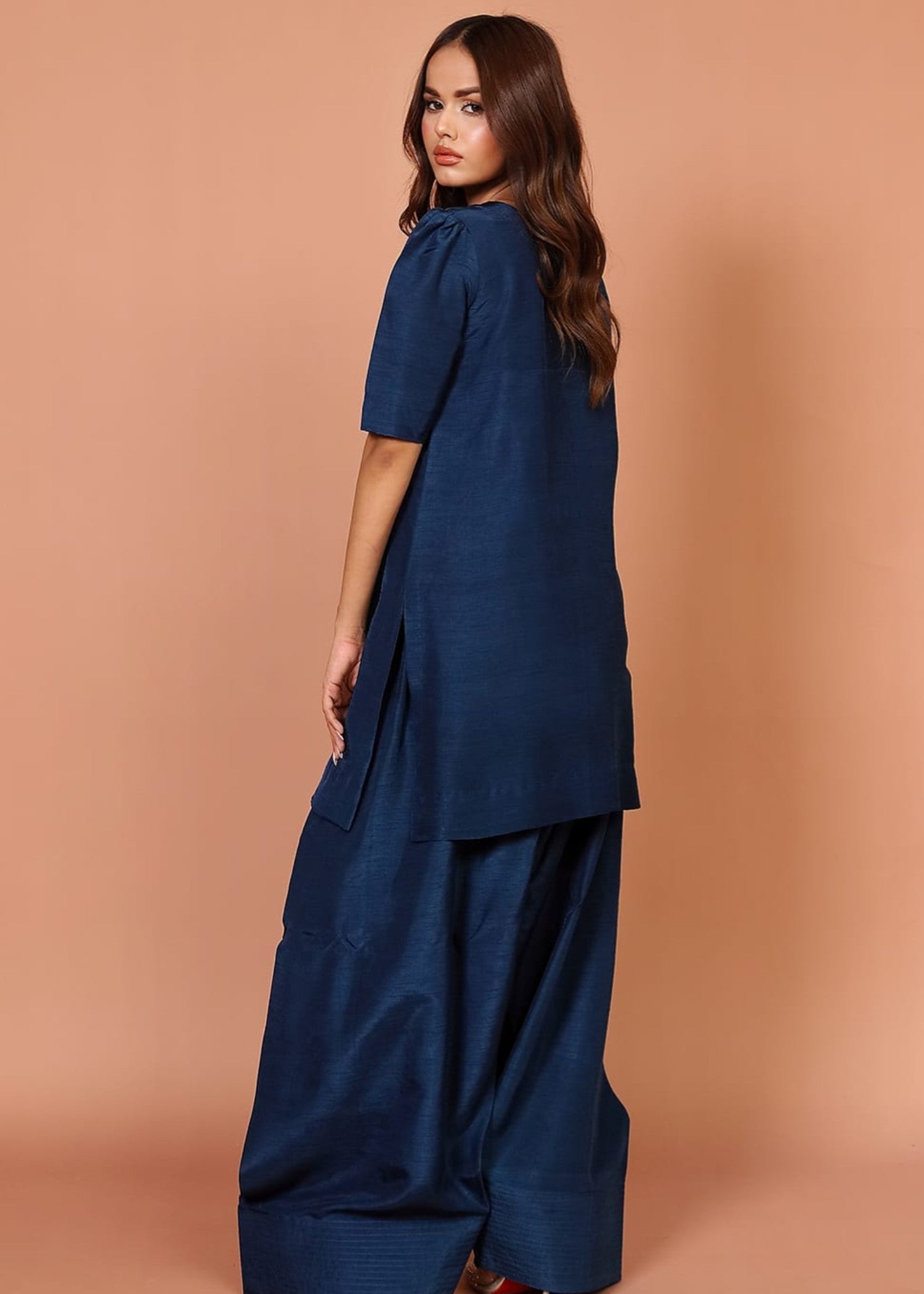 pk raw silk Kurta Set in Cobalt blue