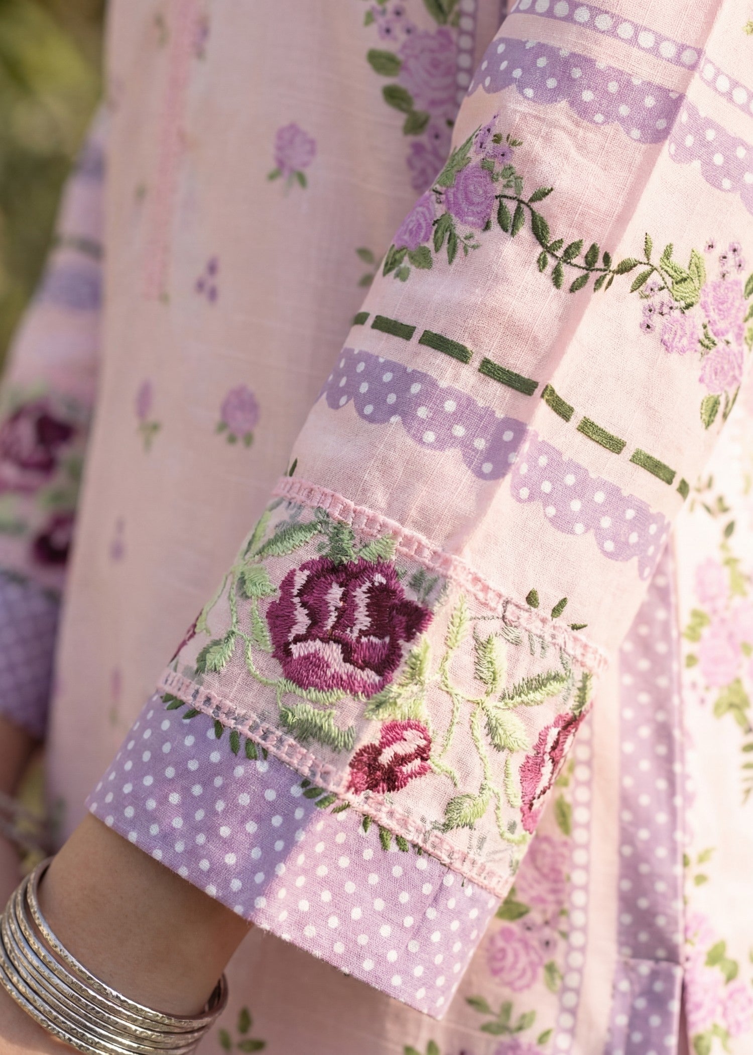 textured lawn Kurta Set in Blush pink