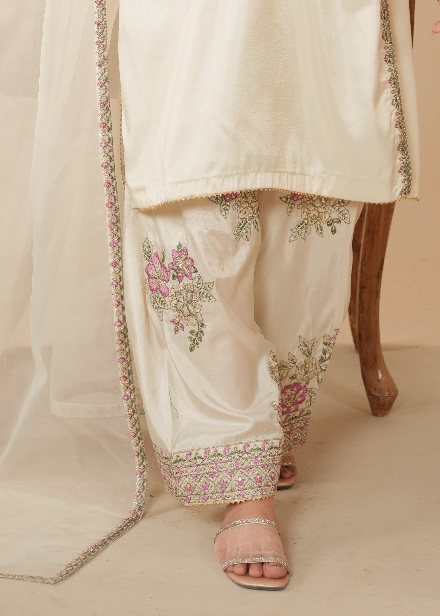 kattan silk Kurta Set in Beige