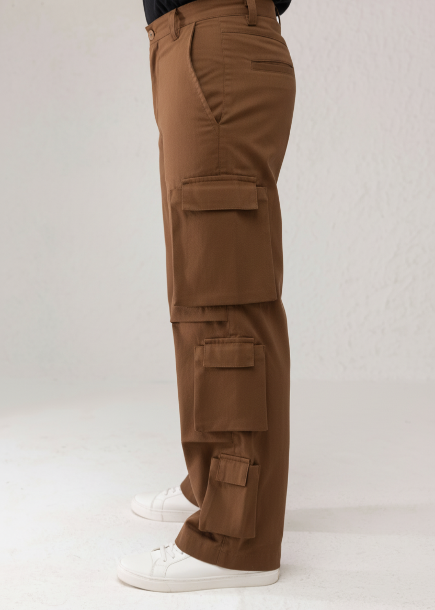 twill cotton Pants in Camel brown