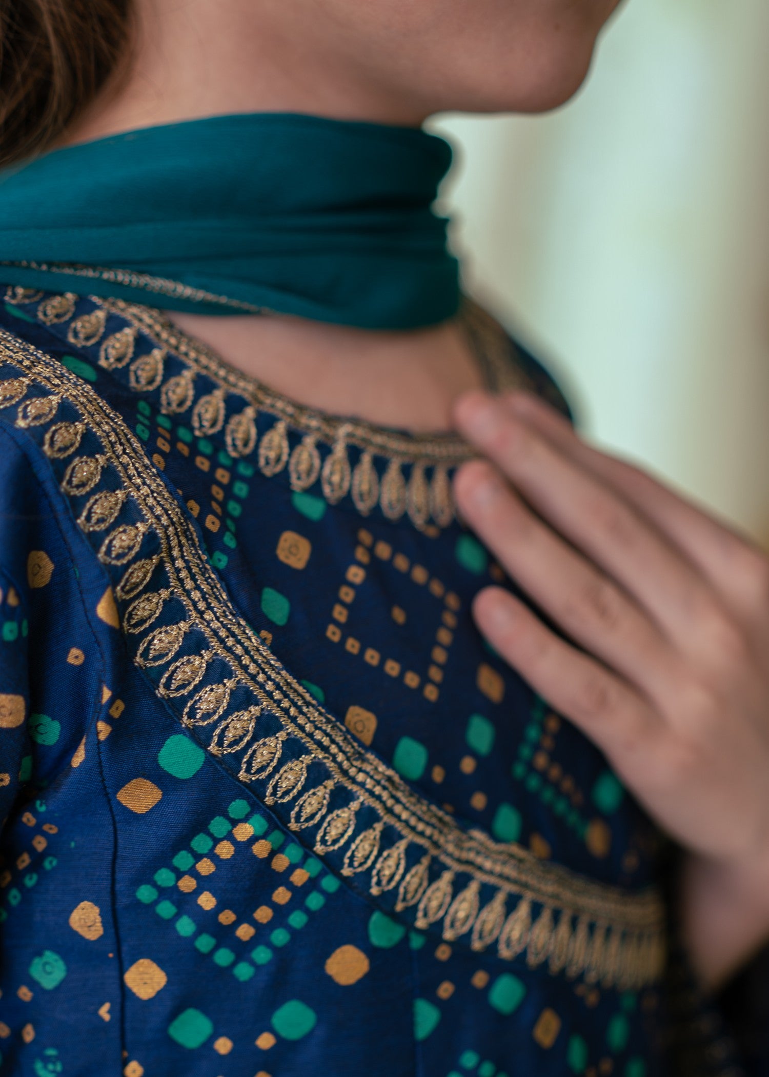 cotton silk Gharara in Navy blue