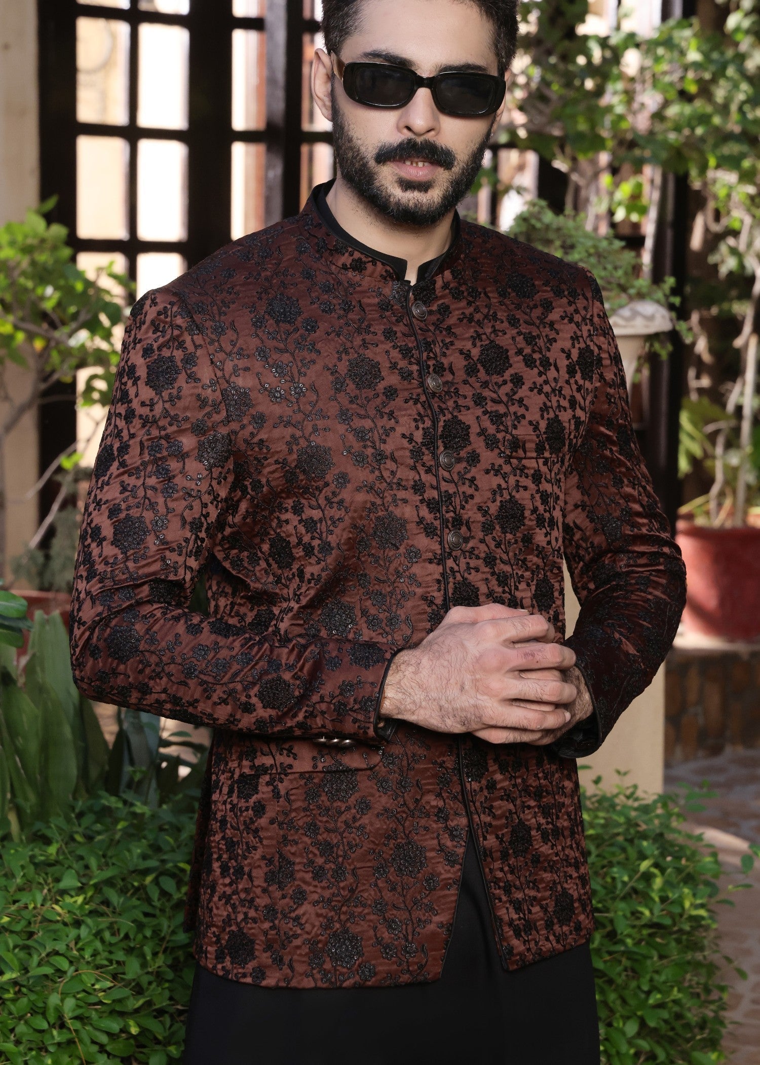 satin Prince Coat in Brown