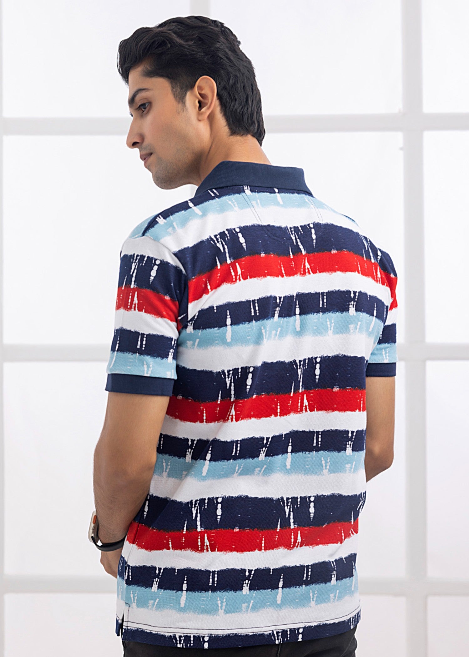 cotton pique Polo Shirt in Red, navy blue, white