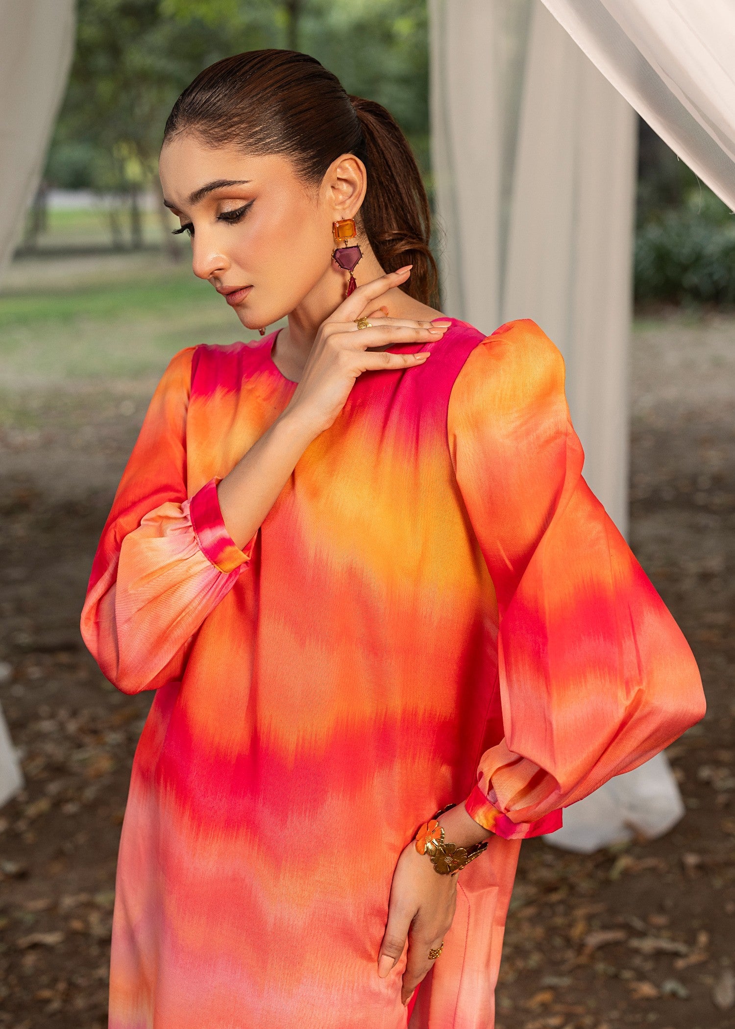 cotton silk Kurta Set in Multi