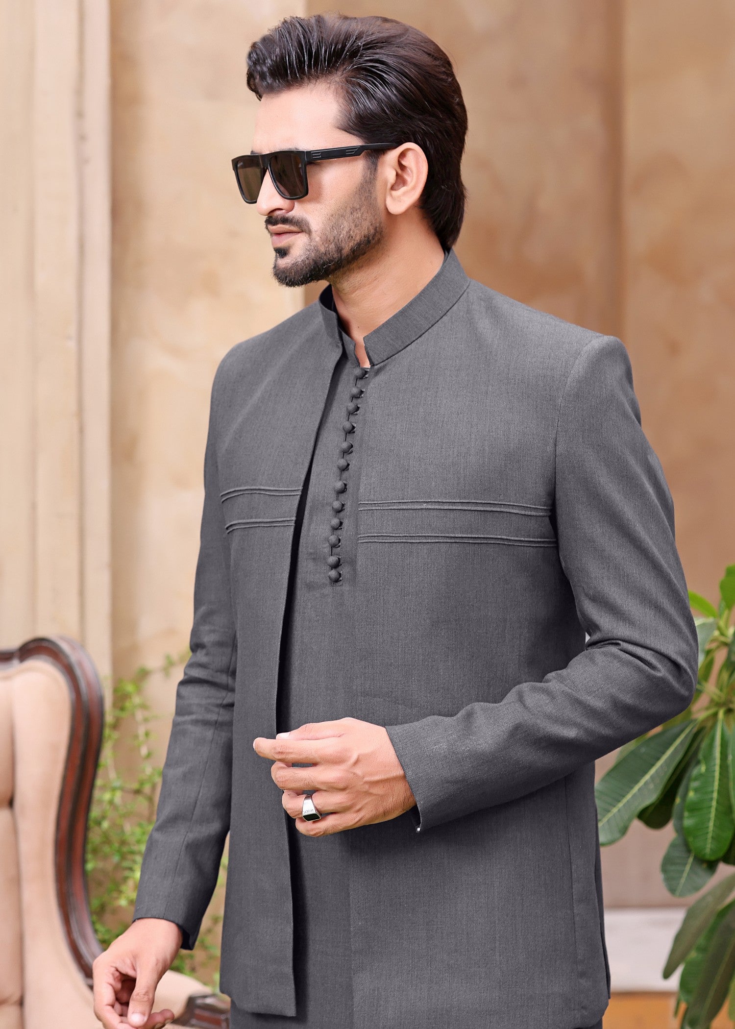 wash & wear Prince Coat in Grey
