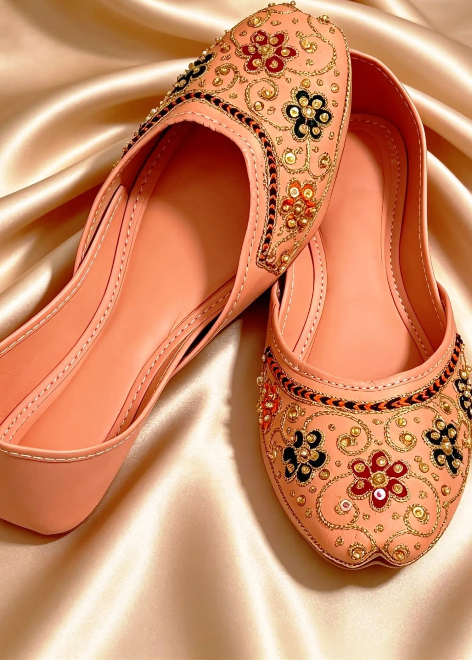 Khussa in Peach pink by - High Quality Women Khussa BCJ5100