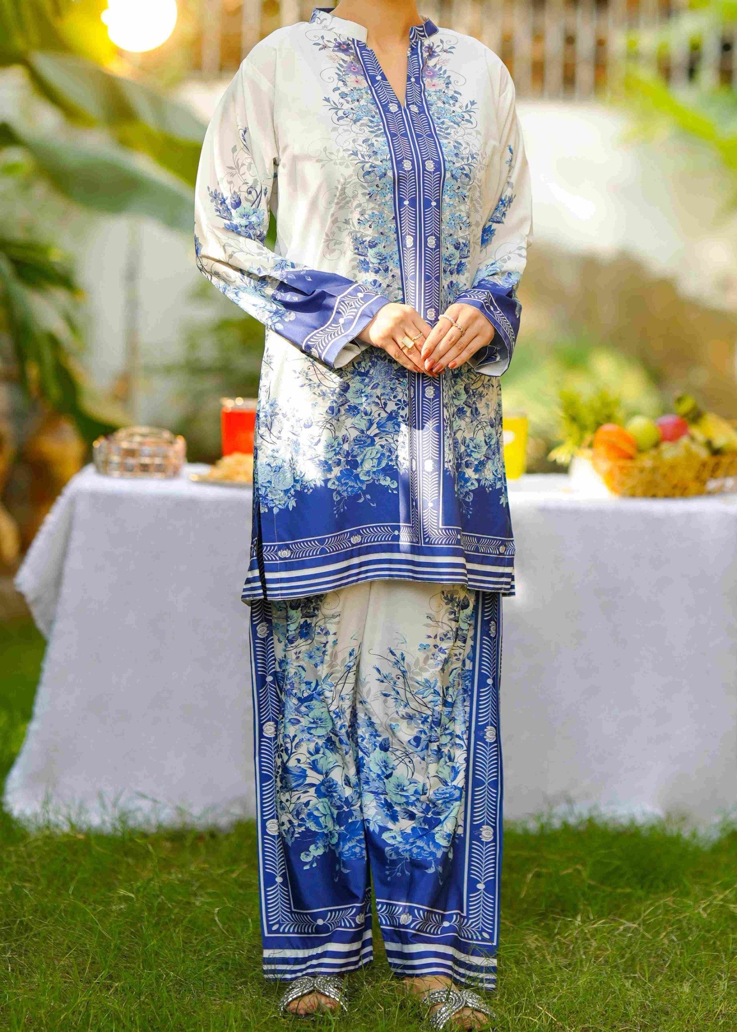 crepe Co ord Sets in Sapphire blue