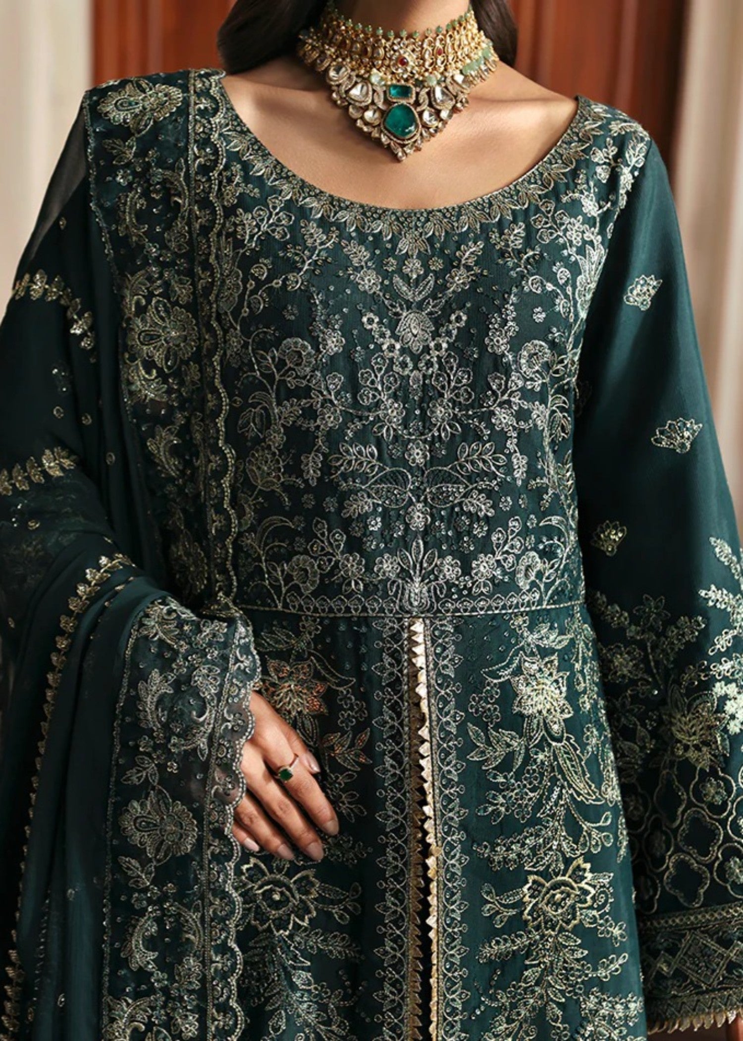 raw silk Sharara in Teal