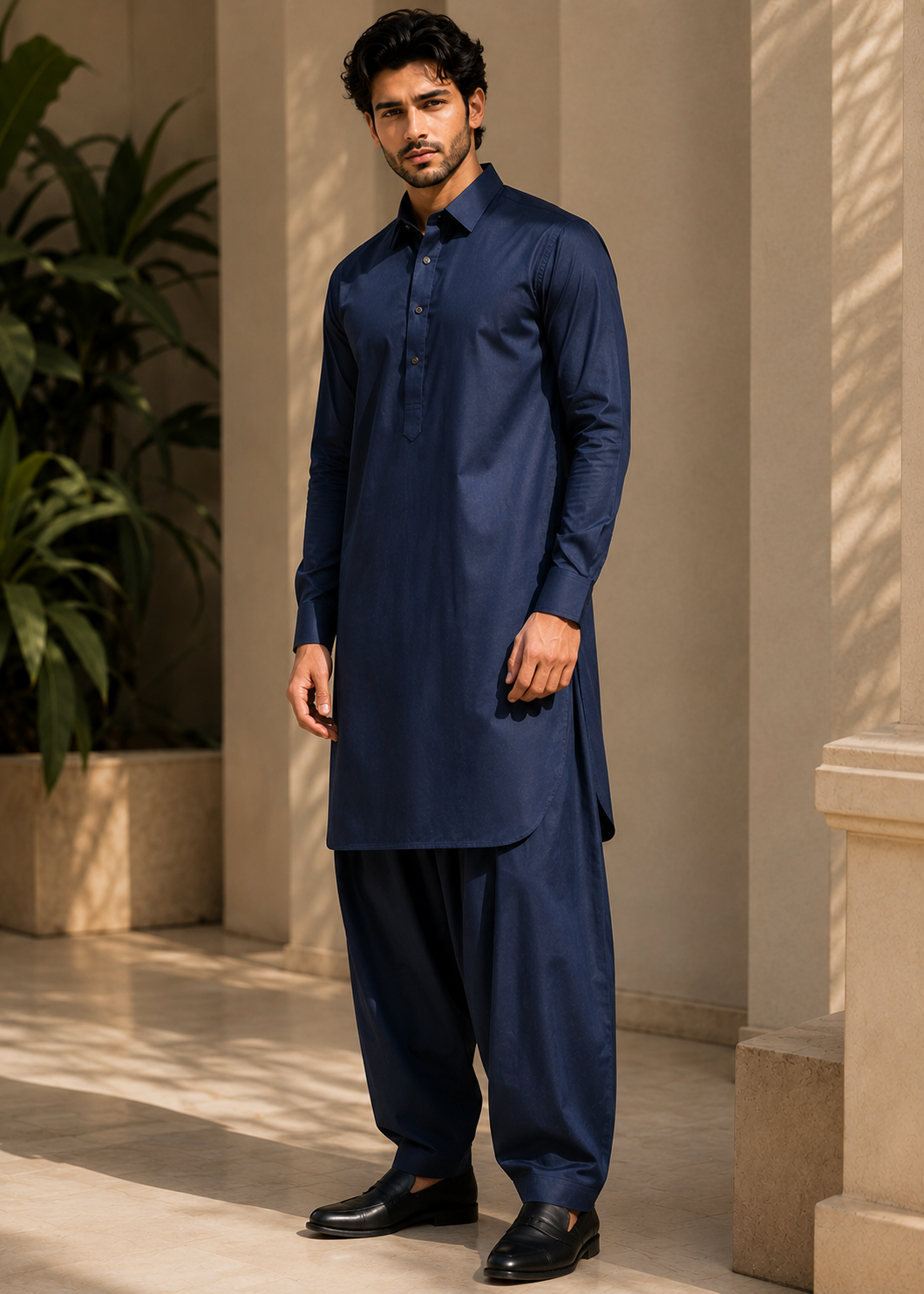 cotton Shalwar Kameez in Dark blue