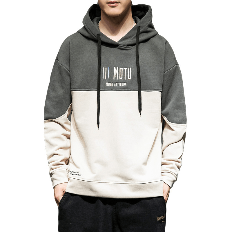 Hooded Sweater Men'S Color Matching Loose Hoodie Trendy Casual