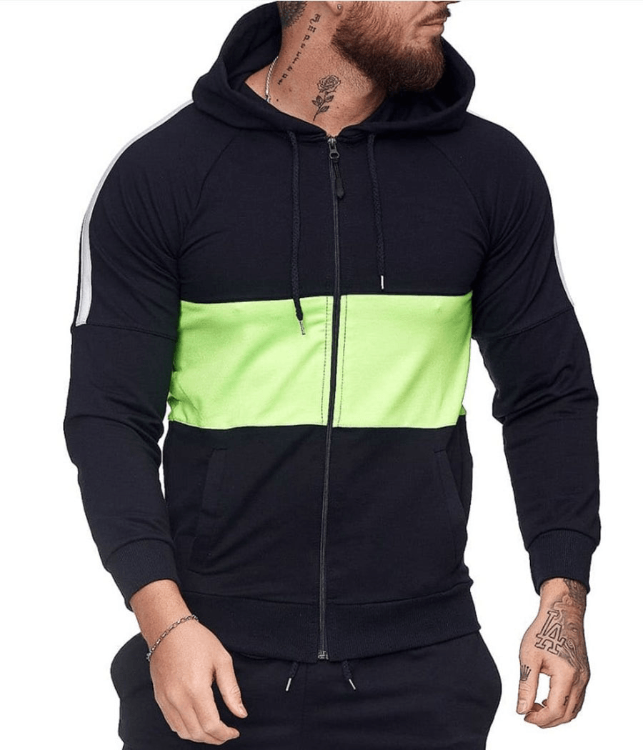 Men'S Slim Sports Cardigan Sweater Color Block Fashion Casual Jacket Tops