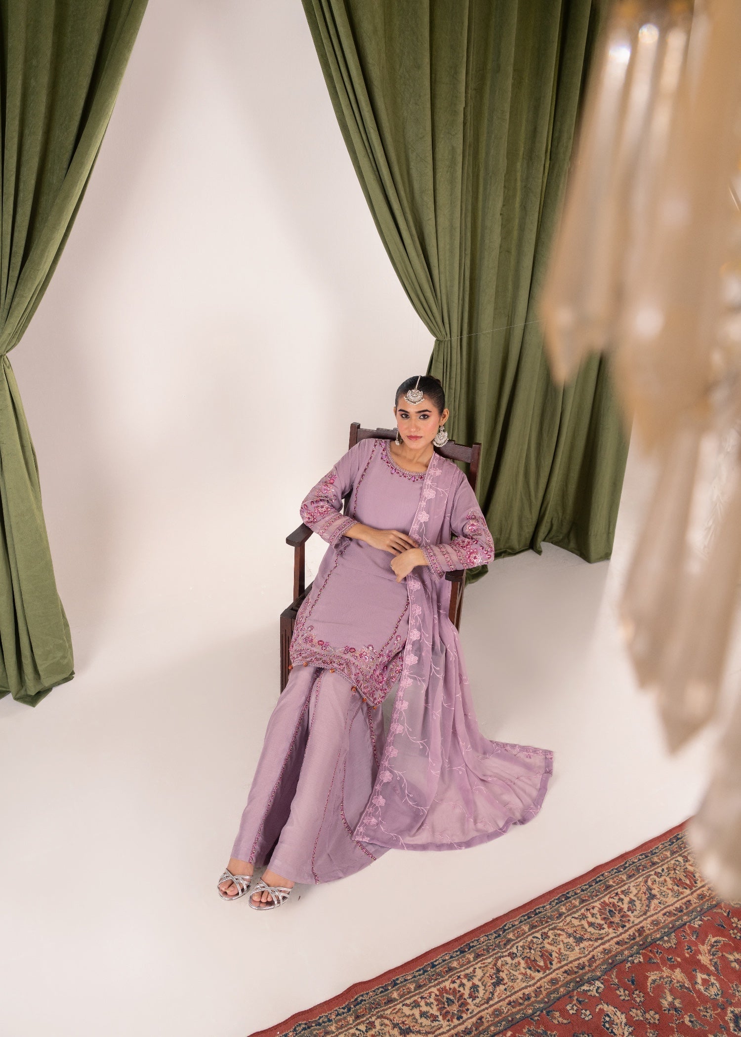 crinkle chiffon Sharara in Mauve